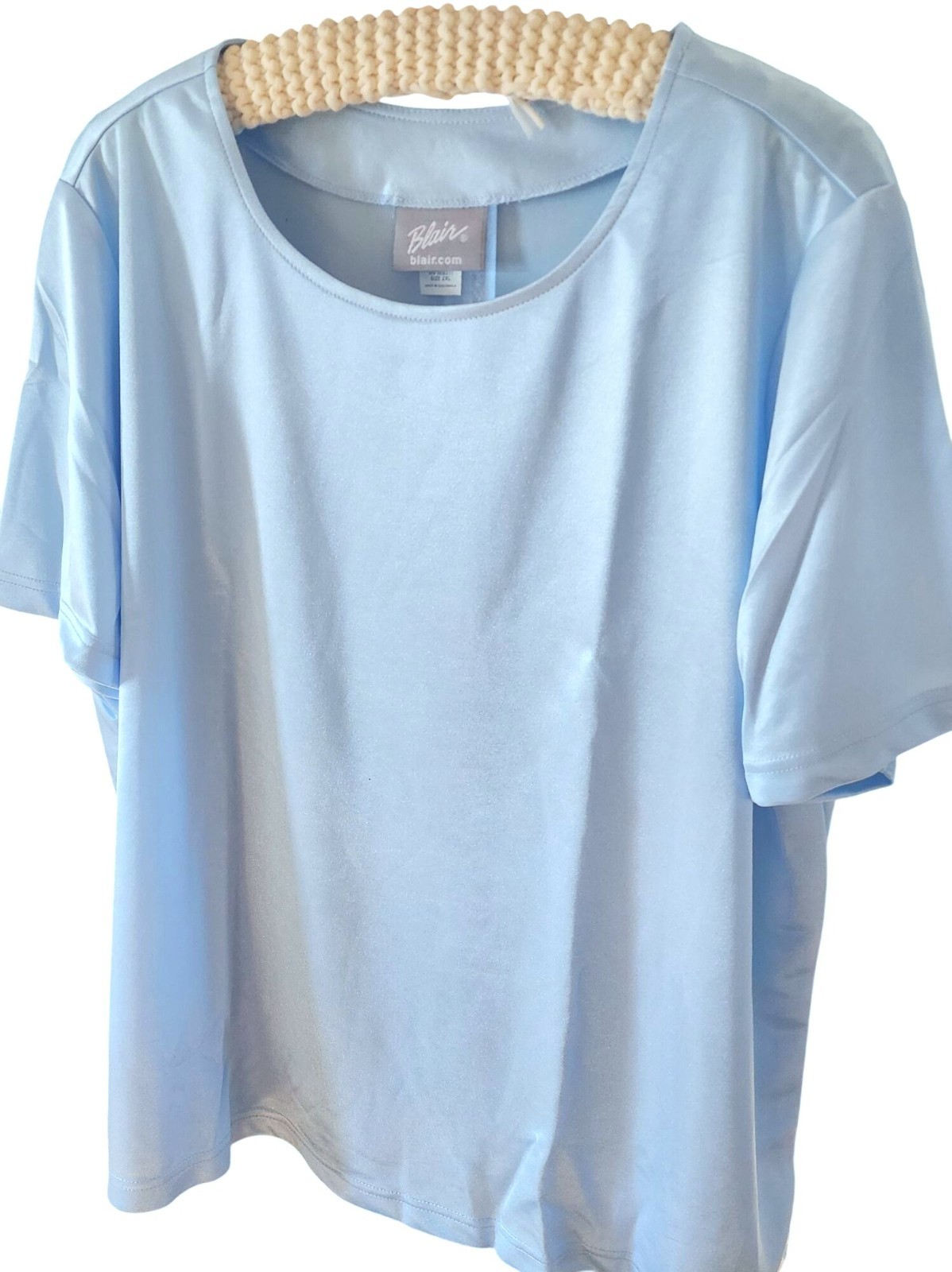 Vintage 1980s Blair Womens 2XL Light Blue Short Sleeve Top 100% Polyester Unused