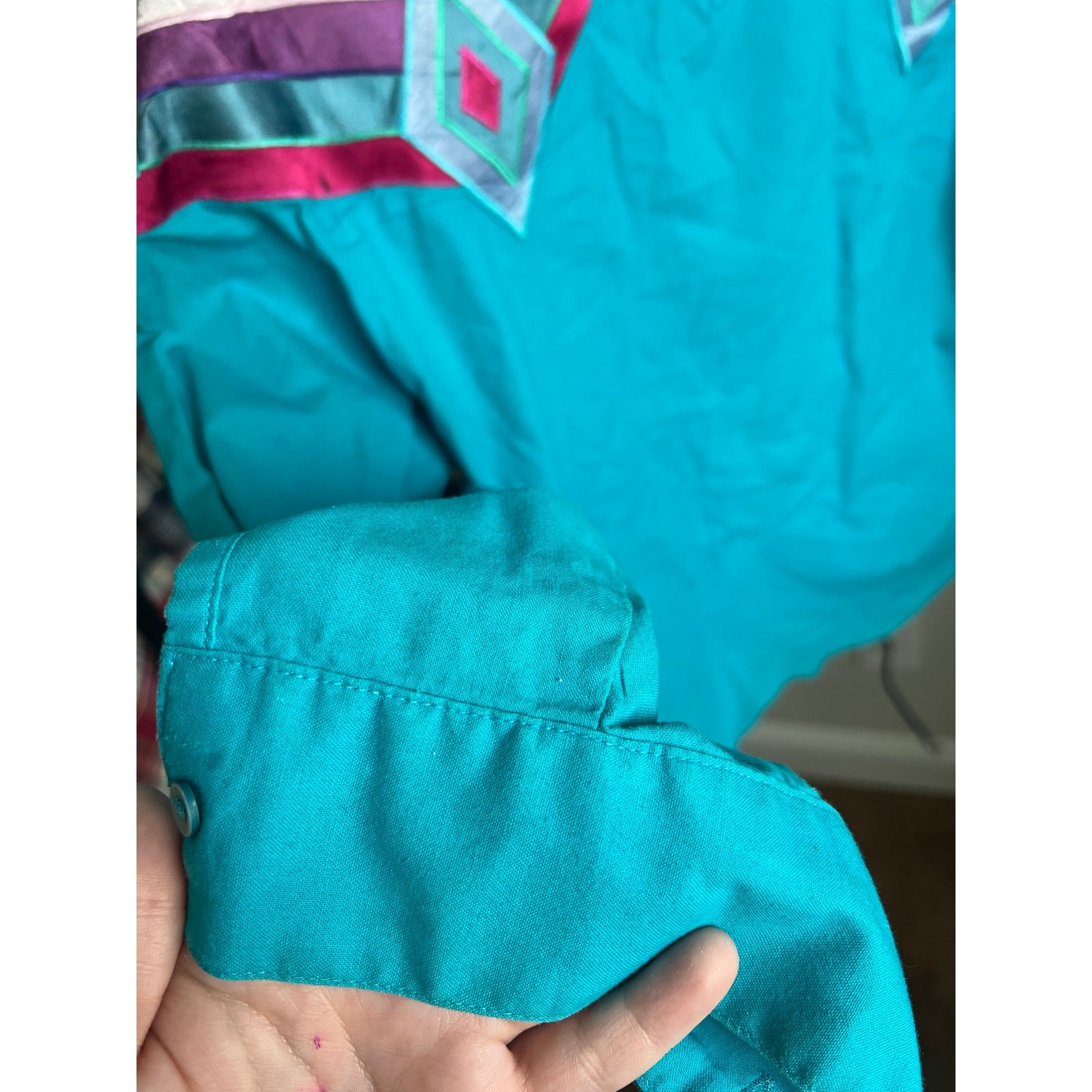 Vintage turquoise Wrangler button down size Small