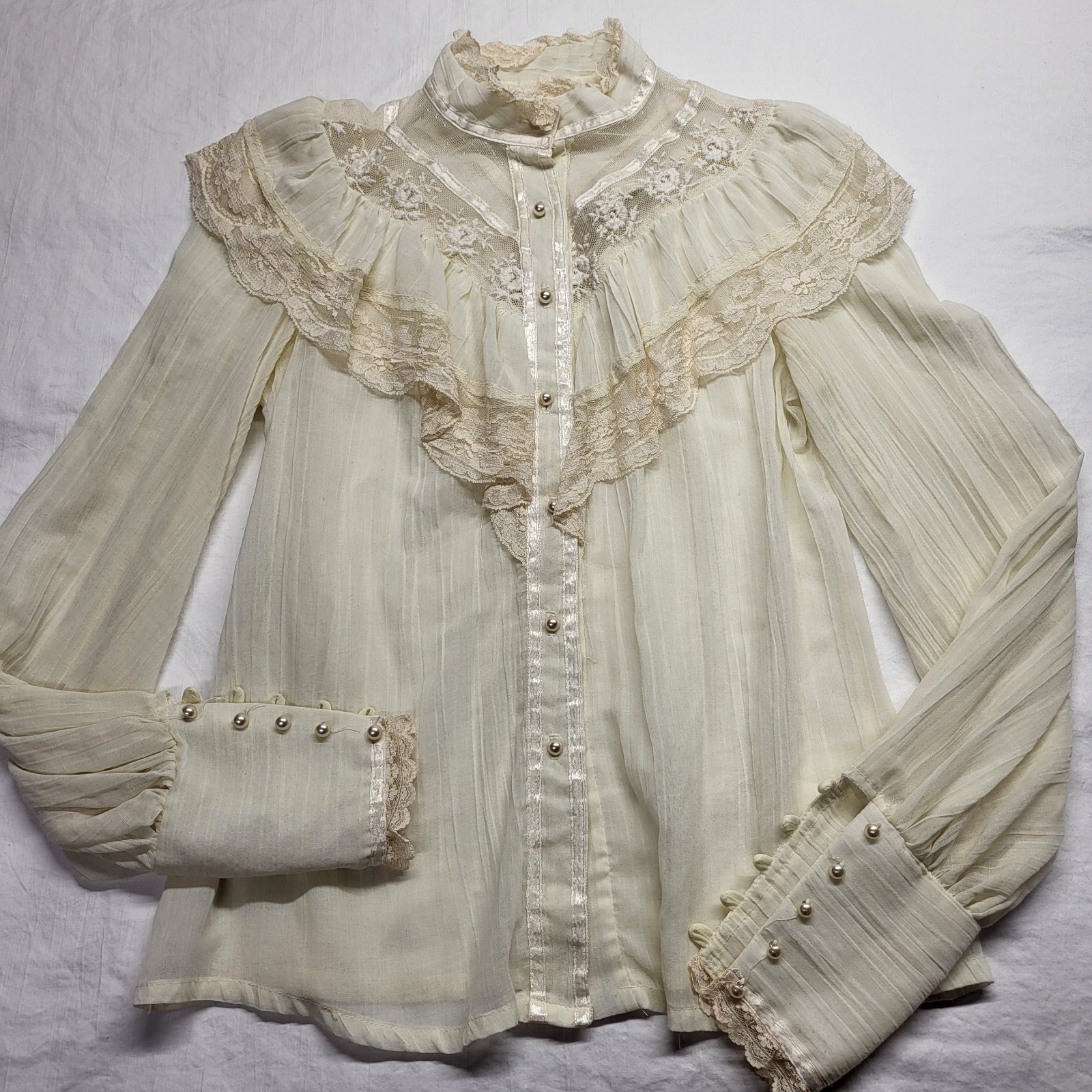 Vintage 70s Gunnies Gunne Sax Jessica McClintock Cottagecore Blouse Size Small