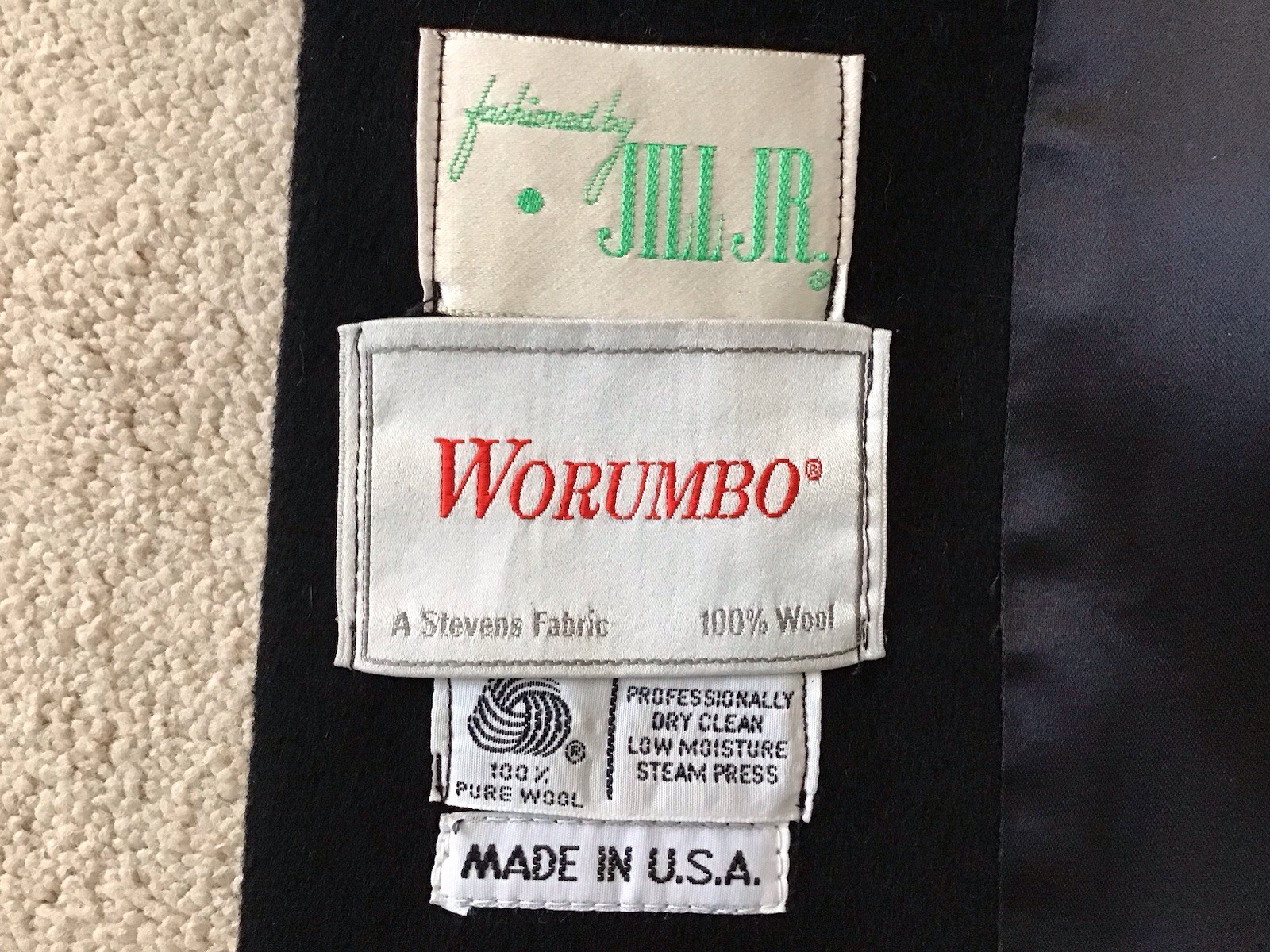 Vintage WORUMBO 100% Wool Long Black Size 6 Women&rsquo;s Coat Fashioned by JILL JR.