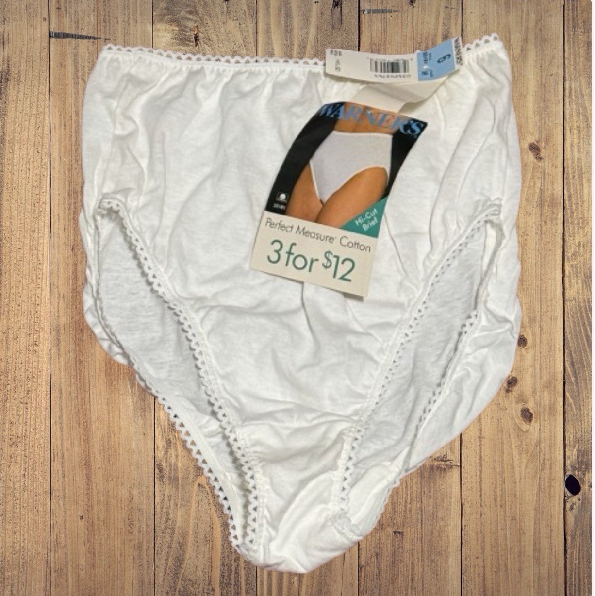 Vintage NOS Warner&rsquo;s Granny Panties Size 6 White Cotton Full High Brief Panty