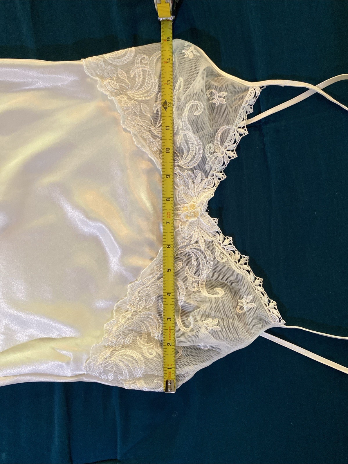 Vintage Val Mode Size S Ivory Polyester Satin With Lace