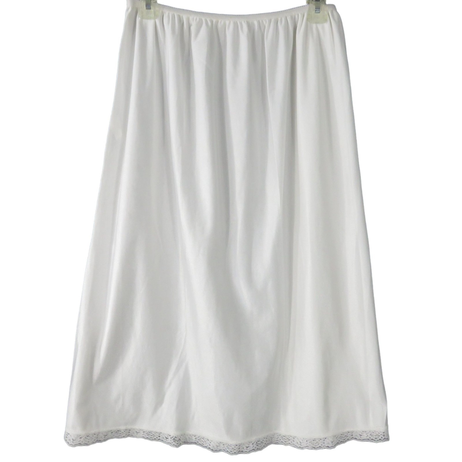 Vintage Deena White Nylon Half Slip Lace Hem 44&Prime; Waist Size 44/46
