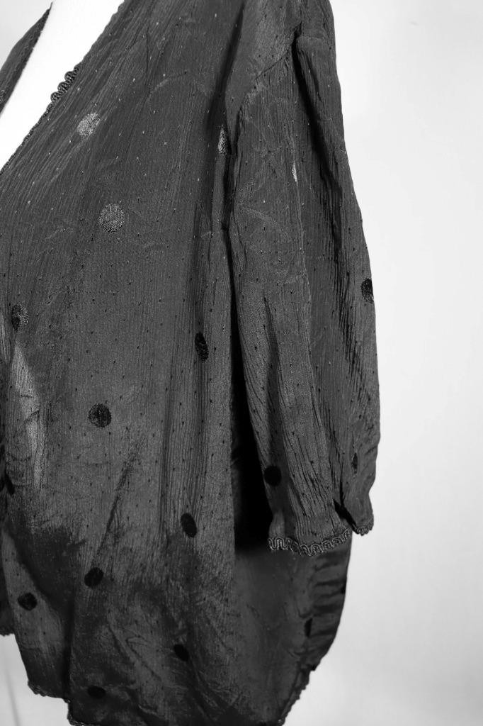 Vintage 1930&rsquo;s French Black Rayon Jacket Ornate Closure Size Large Good Cond