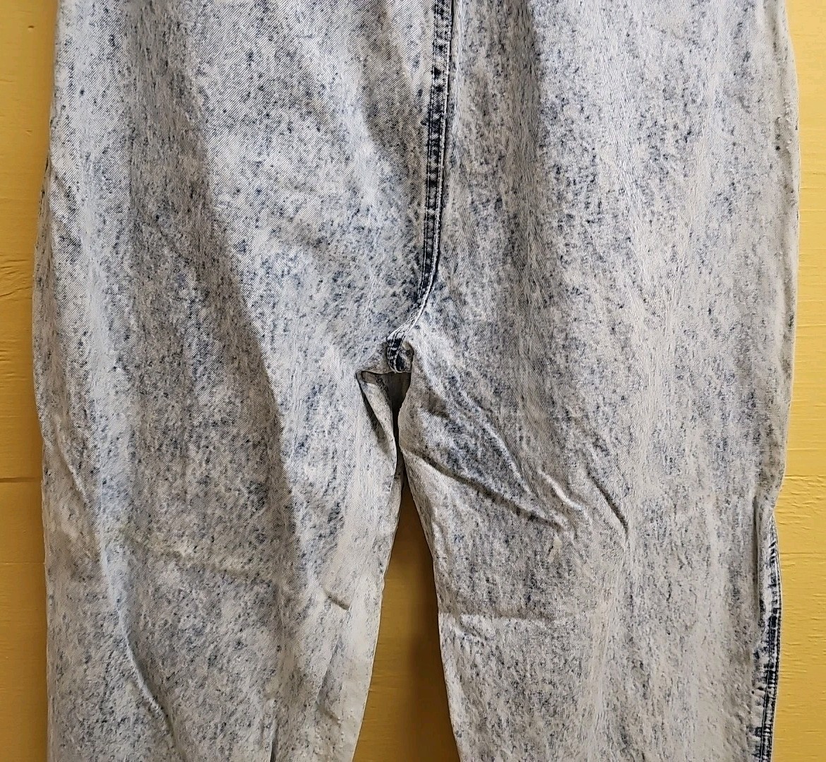 POWER – Acid Washed Tapered Paprr Bag High Waist Jeans, Womens 13/14 FUN & FUNKY