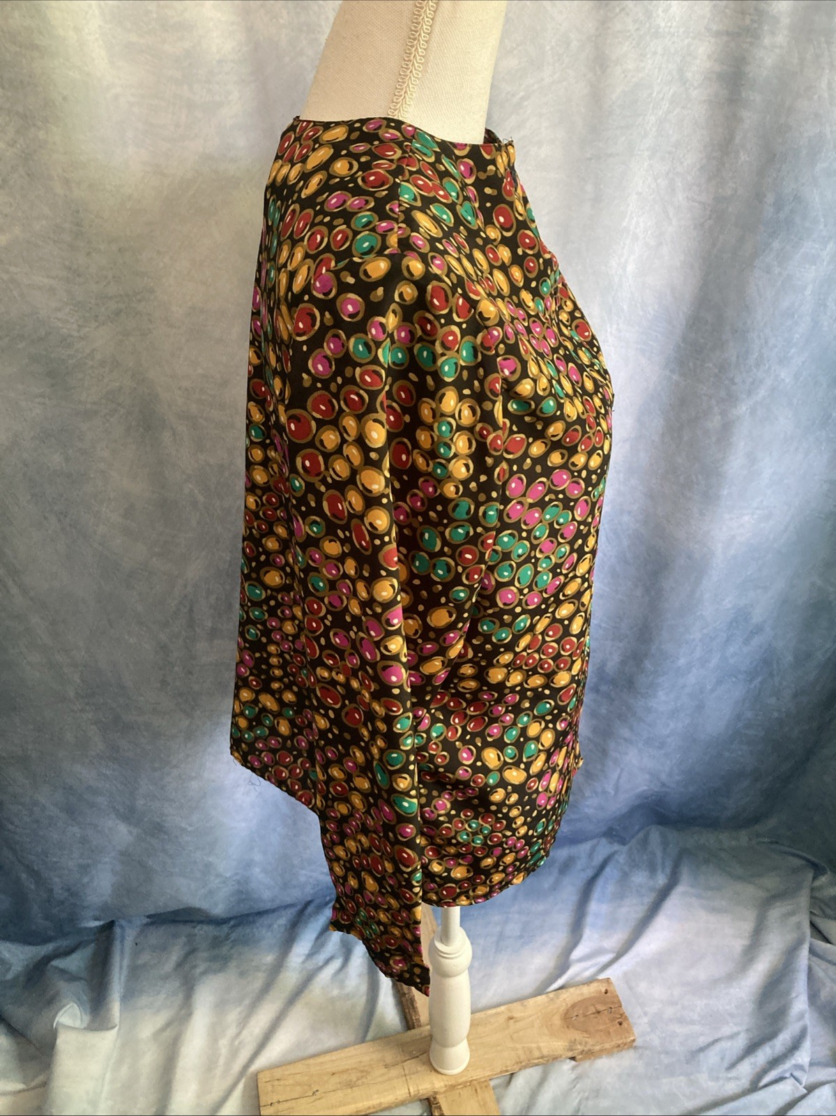 Vtg 80s Andre Sauvage Blouse Asymmetrical Button Geometric Pebble Art To Wear 8