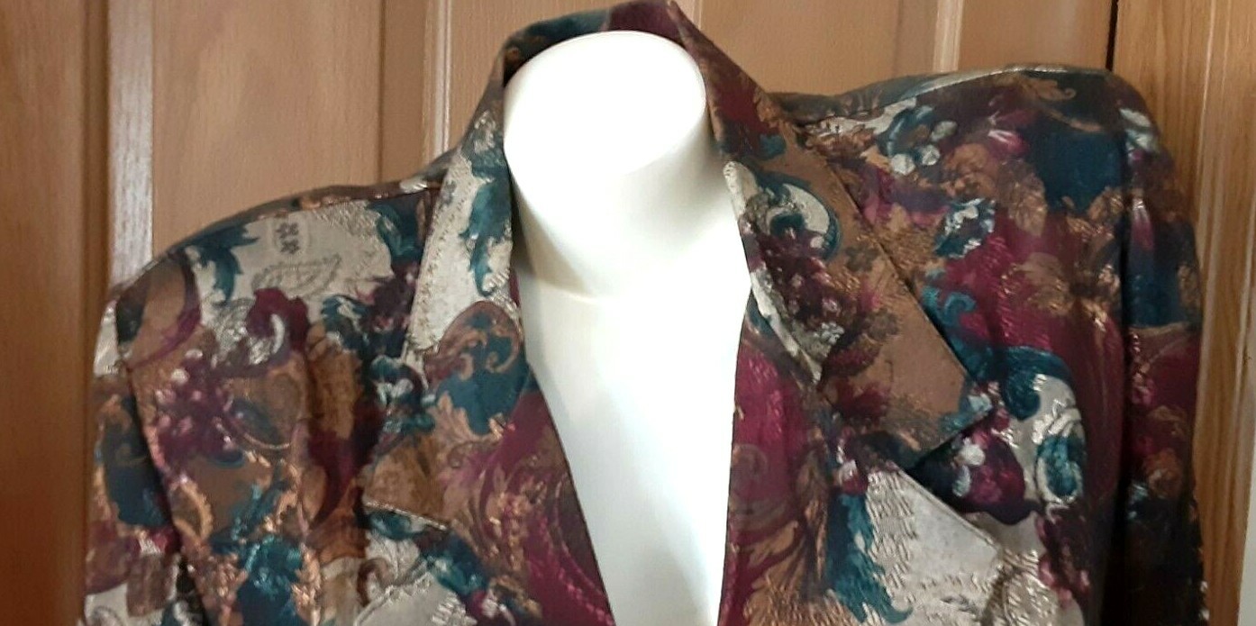 Studio C Vintage Floral Brocade Jacket Misses Size Large