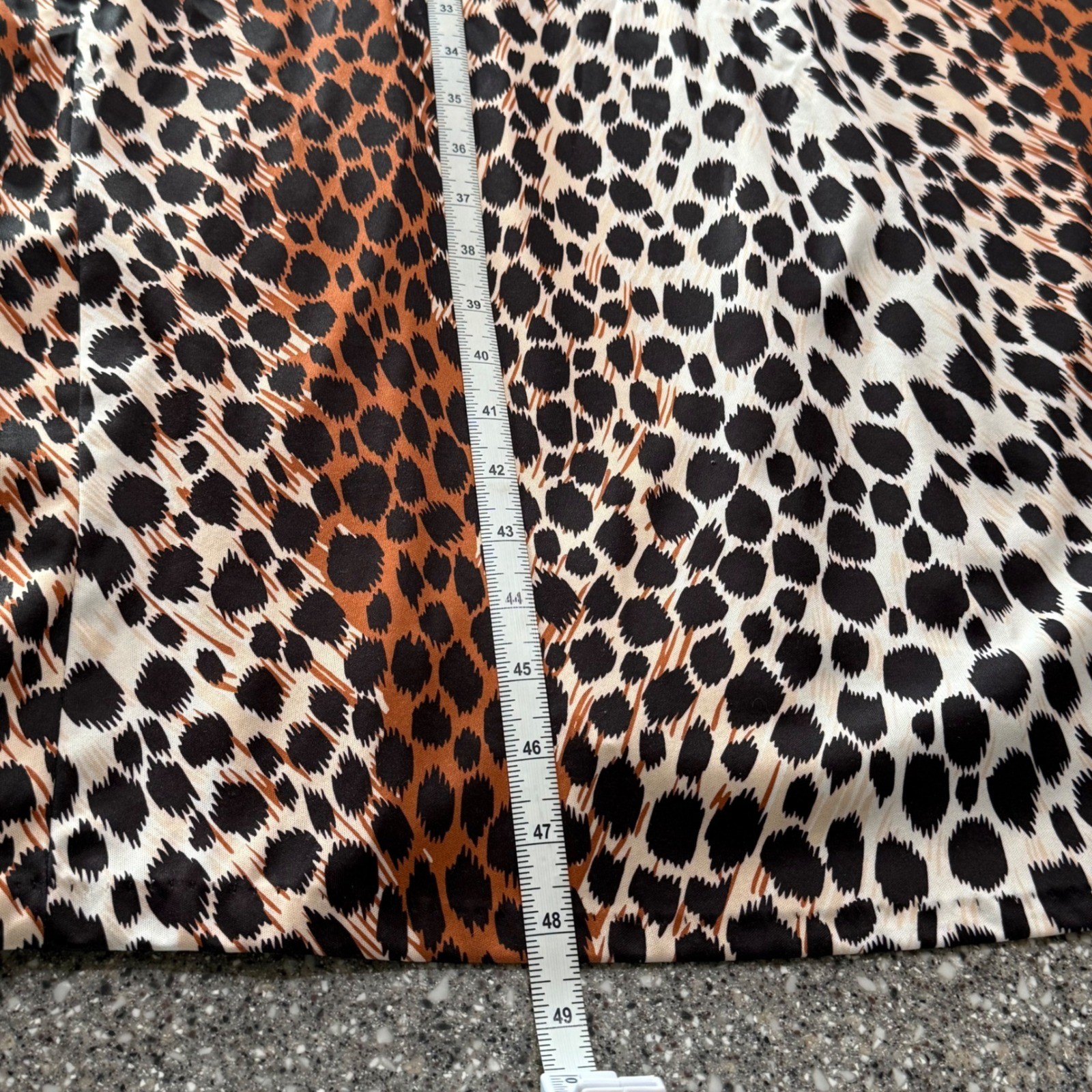 Heather Collection Vintage Leopard Print Lace Trim Maxi Slip Dress L Made in USA
