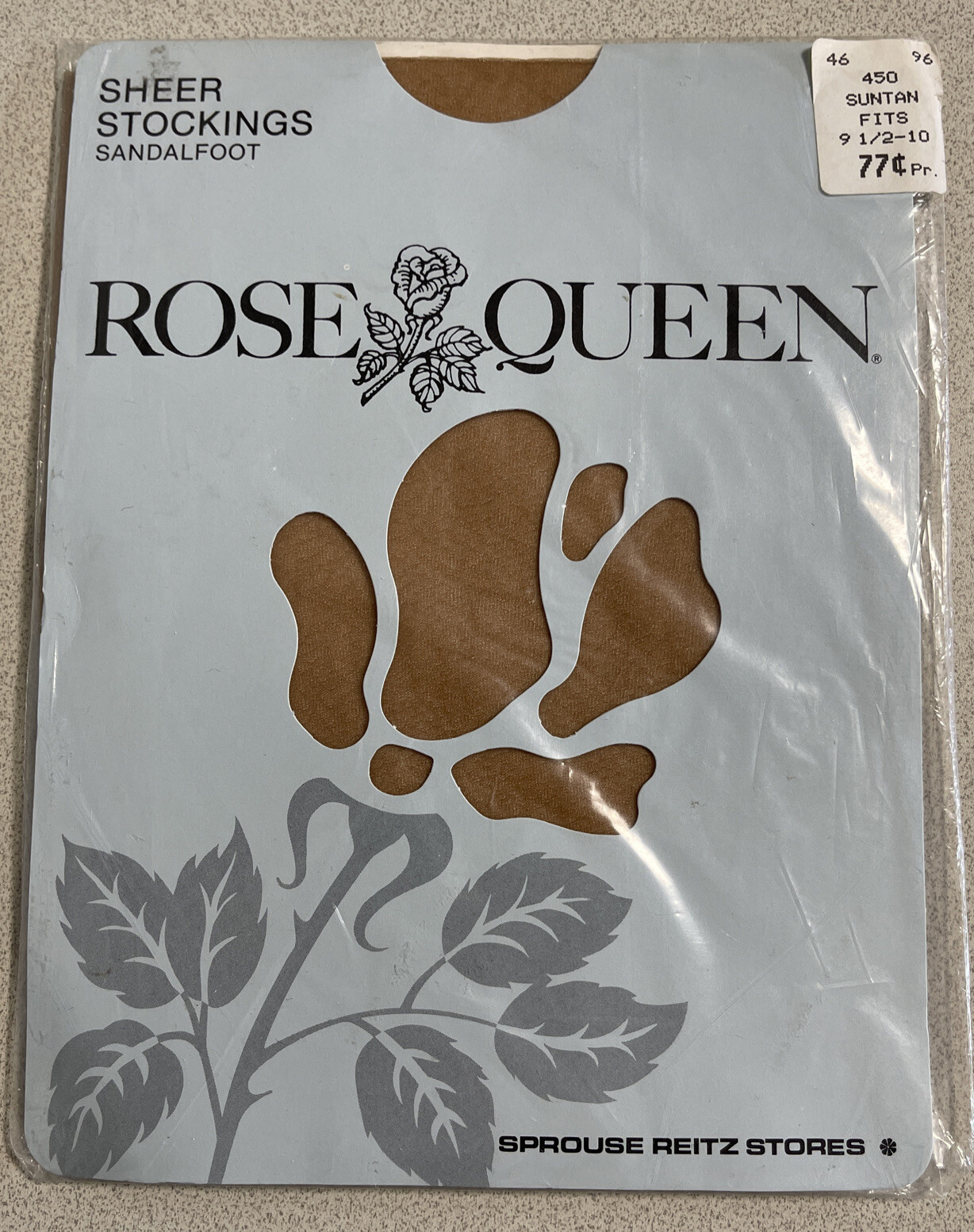 Vintage ROSE QUEEN Sheer Suntan Stockings (1 Pair) Full Fashioned Sz 9.5 – 10