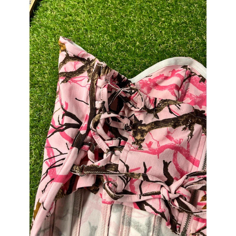 Like An Angel Pink Camouflage Print Corset Top Juniors XL