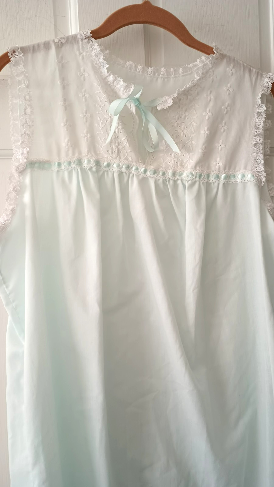 Vtg Sears Nightgown & Robe Set Powder Blue Modest Feminine USA Made Medium
