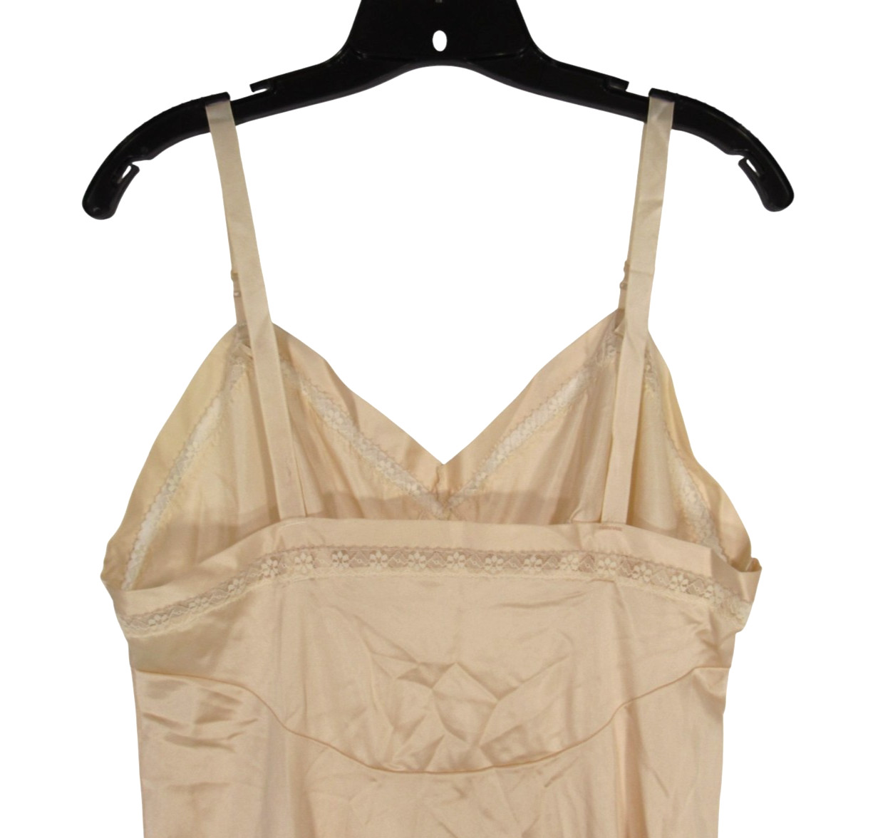 VTG PINEHURST Silky NYLON Champagne FLORAL LACE TRIM A-Line SLIP/LINGERIE Sz 38