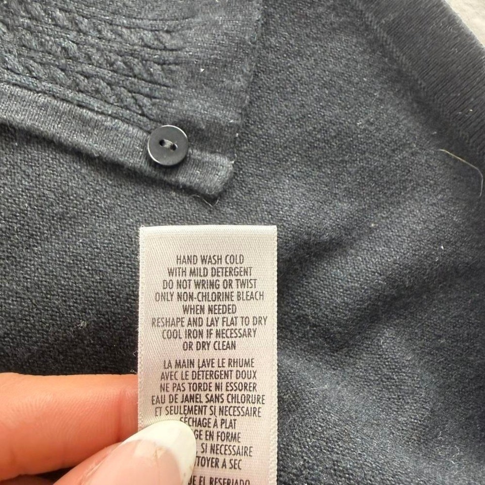 VTG August Max Silk Cashmere Nylon Spandex Black Cardigan Womens Sz 1X Preppy