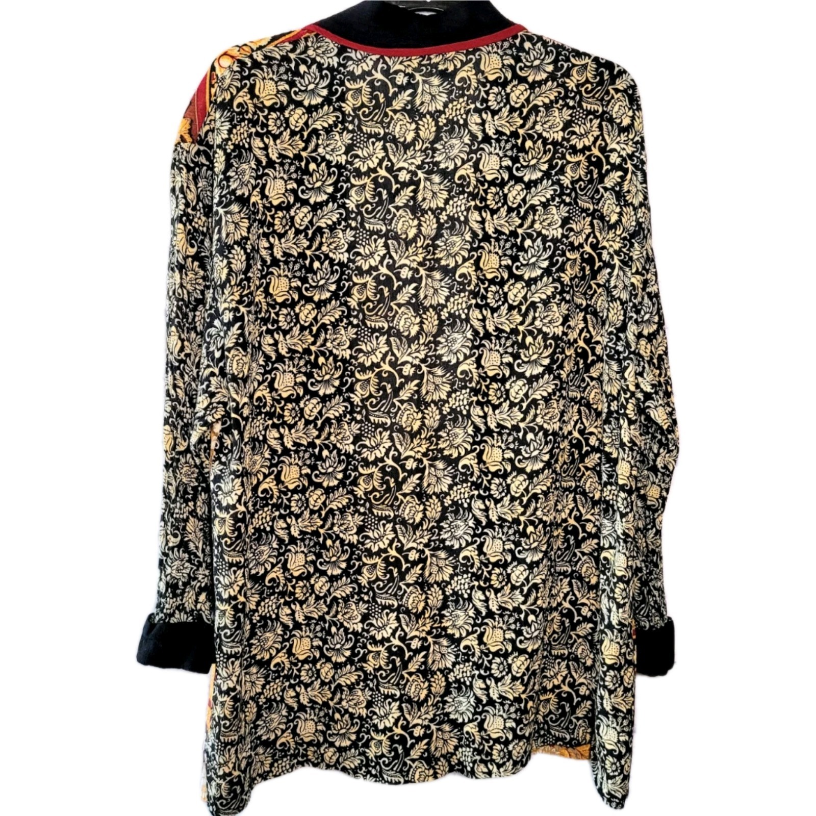 Vintage AKF New York Art To Wear Bold Mix Print Cover Up Jacket Open Size S Boho