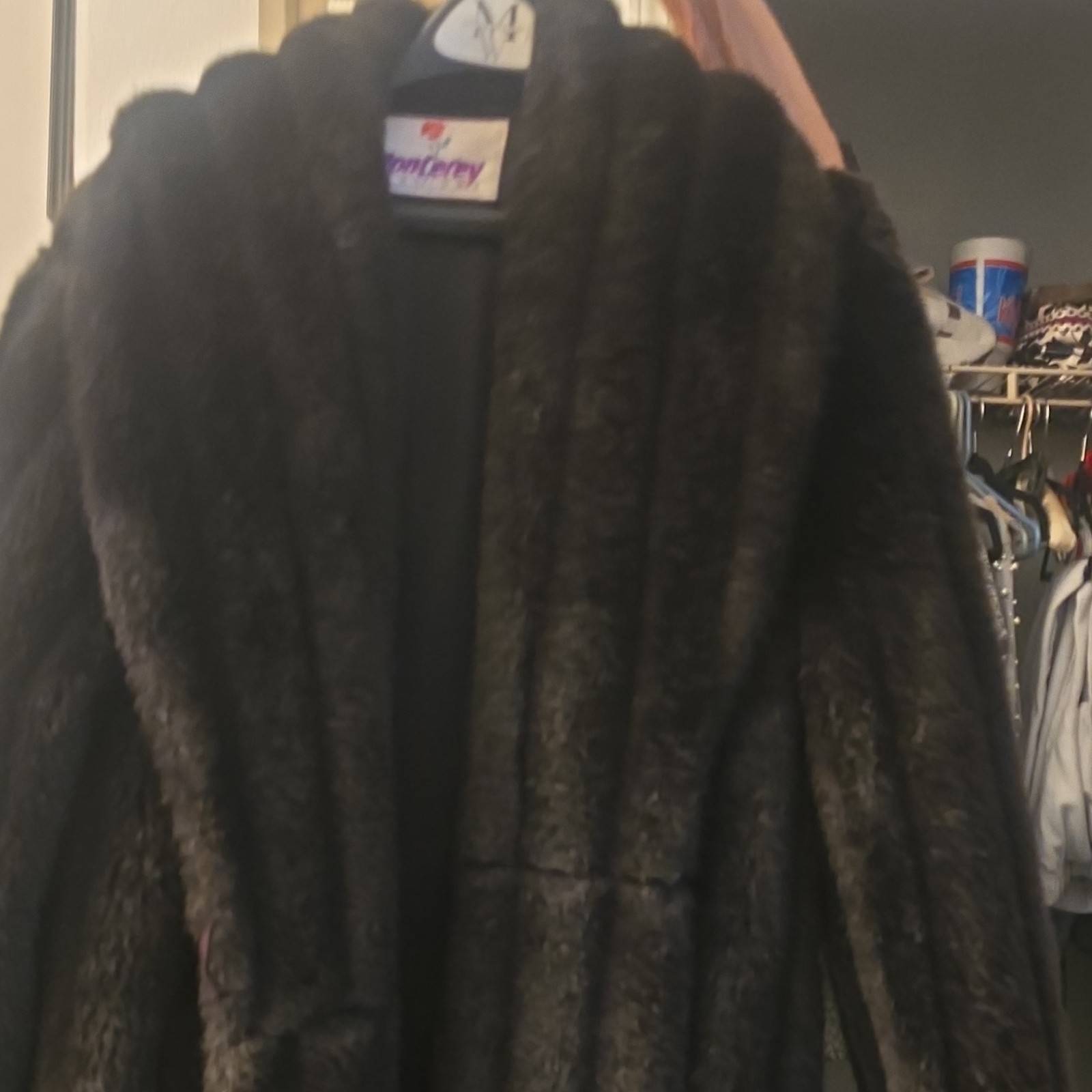 Monterey Vintage Faux Fur Coat Black Size M