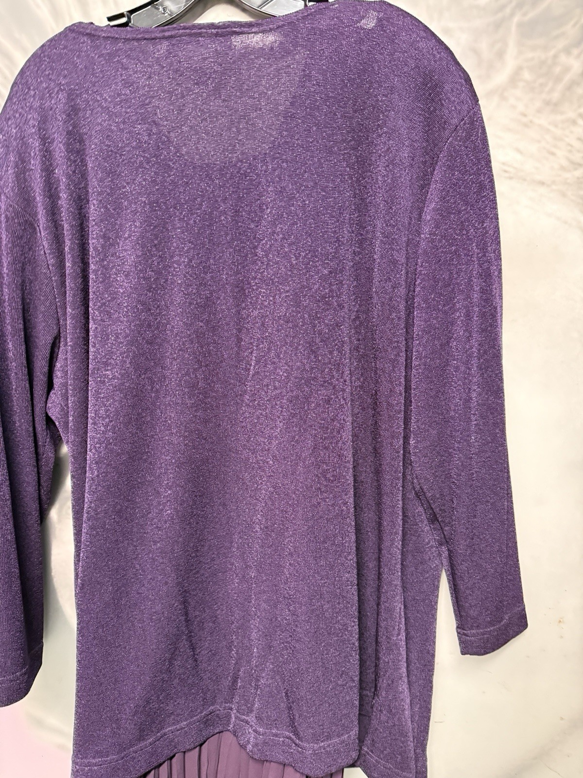 Sharon Anthony Vintage Two Piece Set Purple Sweater Crinkle Long Dress Skirt 22W