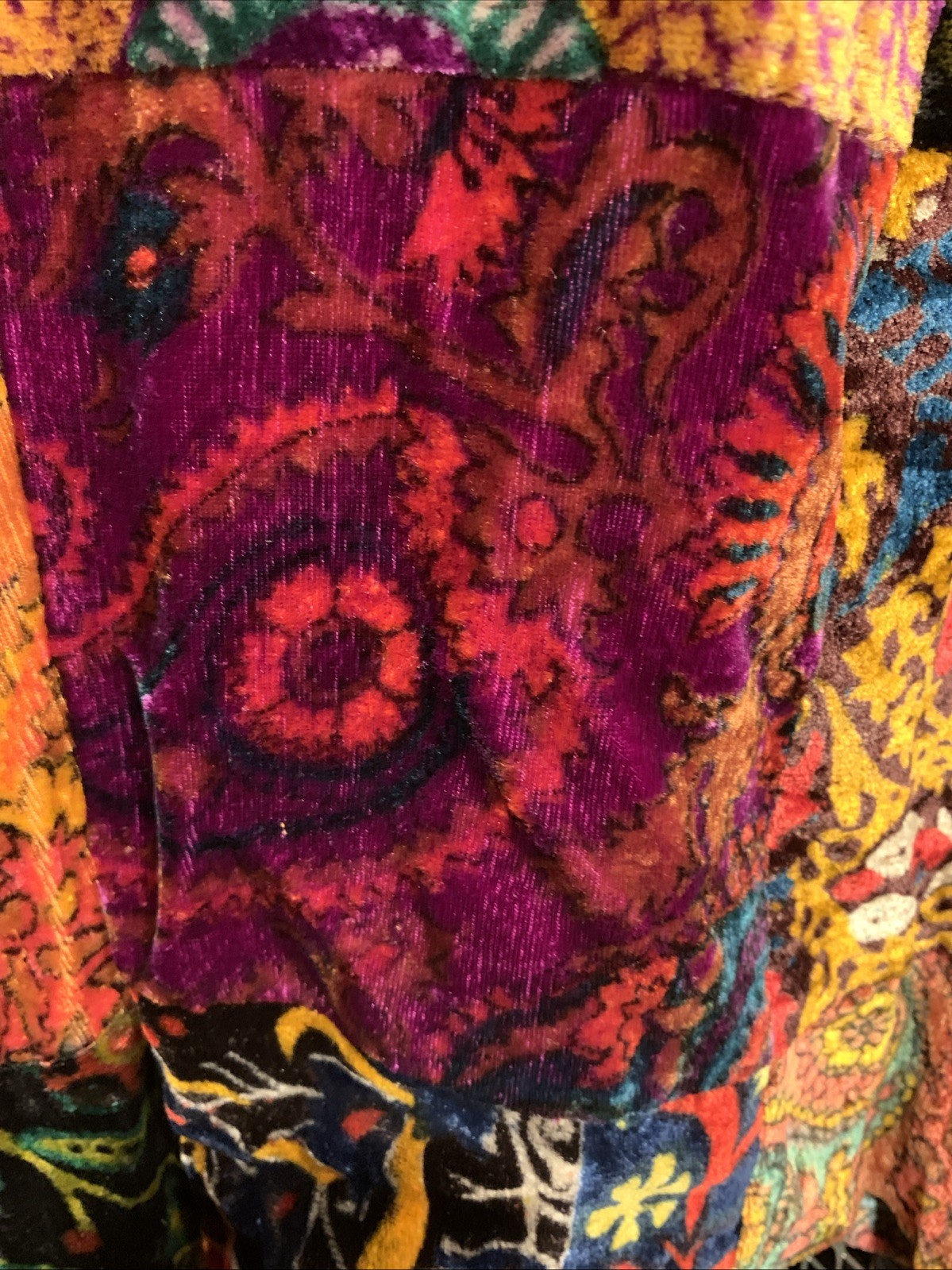 VINTAGE Vicky Vaughn Velvet Patchwork Long Skirt Gypsie Boho Hippy 70s 24&Prime; Waist