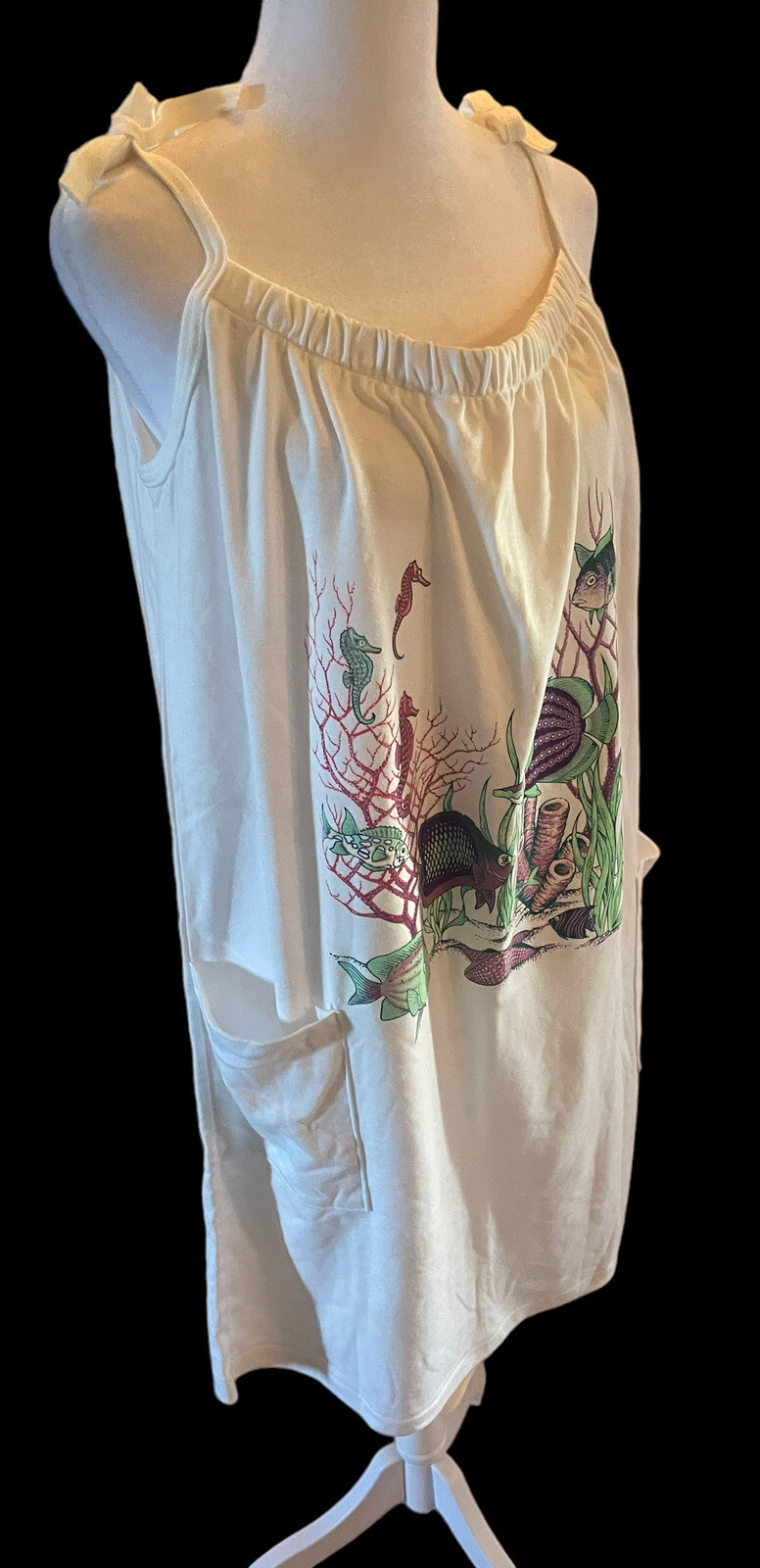 Vintage 80’s Point Sportswear Beach Swim Cover Dress Graphic Fish Coral OS