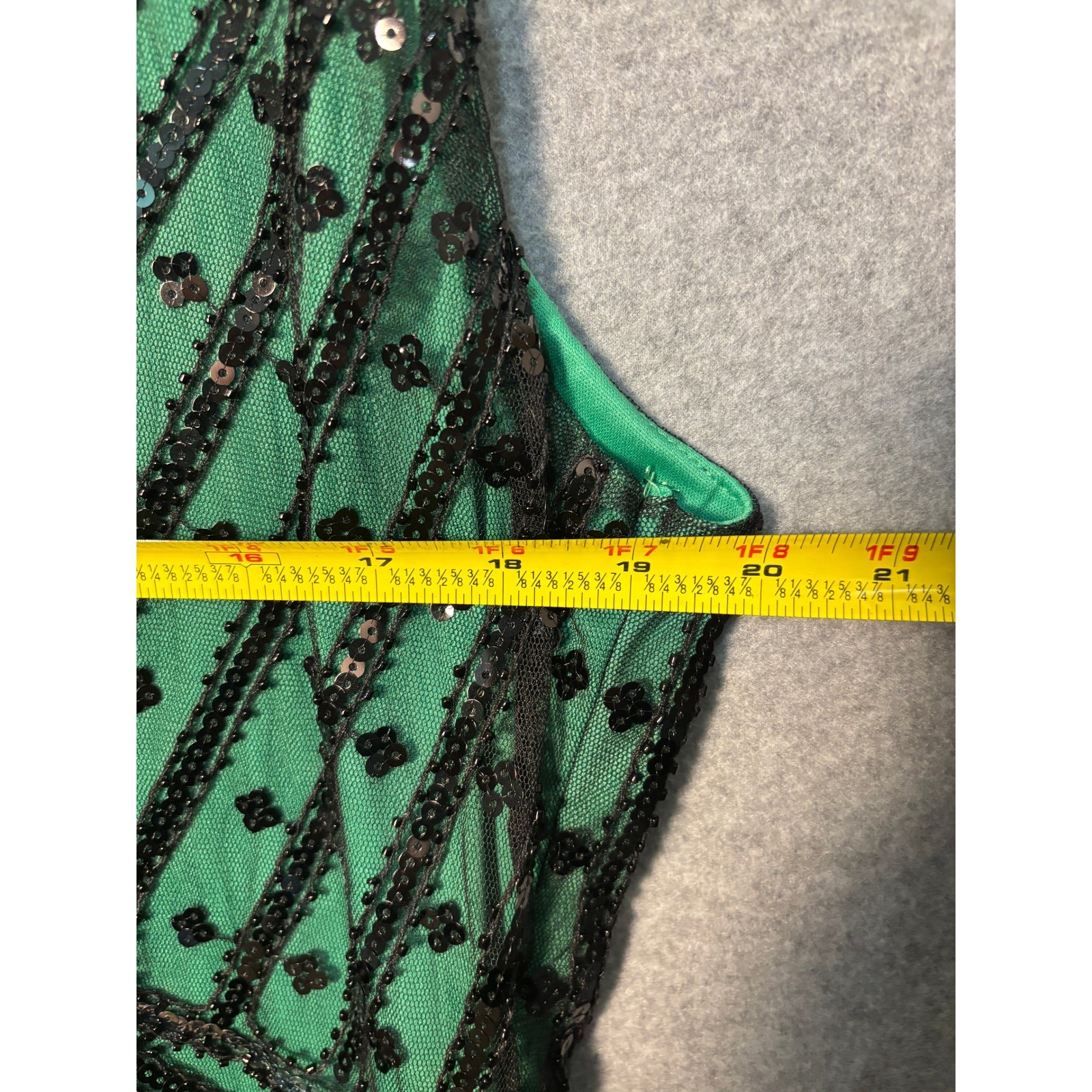 BABEYOND Green Black Sequin Fringe Flapper Dress Gatsby Art Deco 1920s NWT 2XL