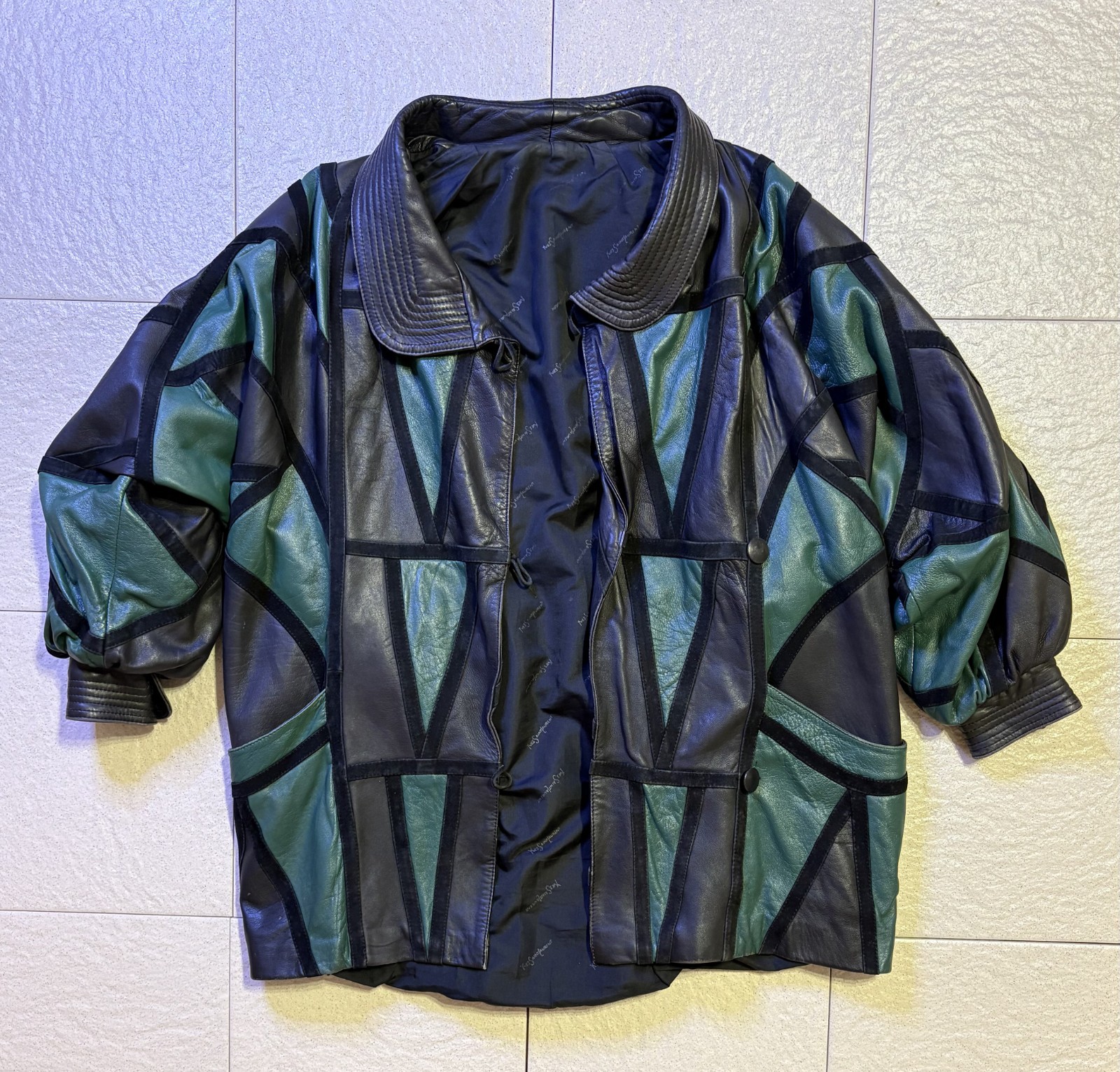 Rare Vintage Yves Saint Laurent Patchwork Leather Batwing Jacket 80s YSL Paris
