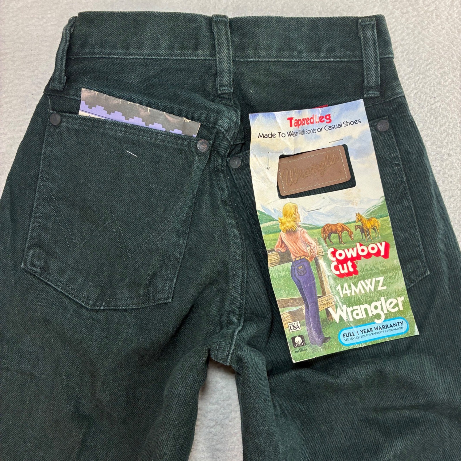 Vintage Wrangler Cowboy Cut 14MWZ Tapered Leg Jeans Women 0x34 Green Made in USA