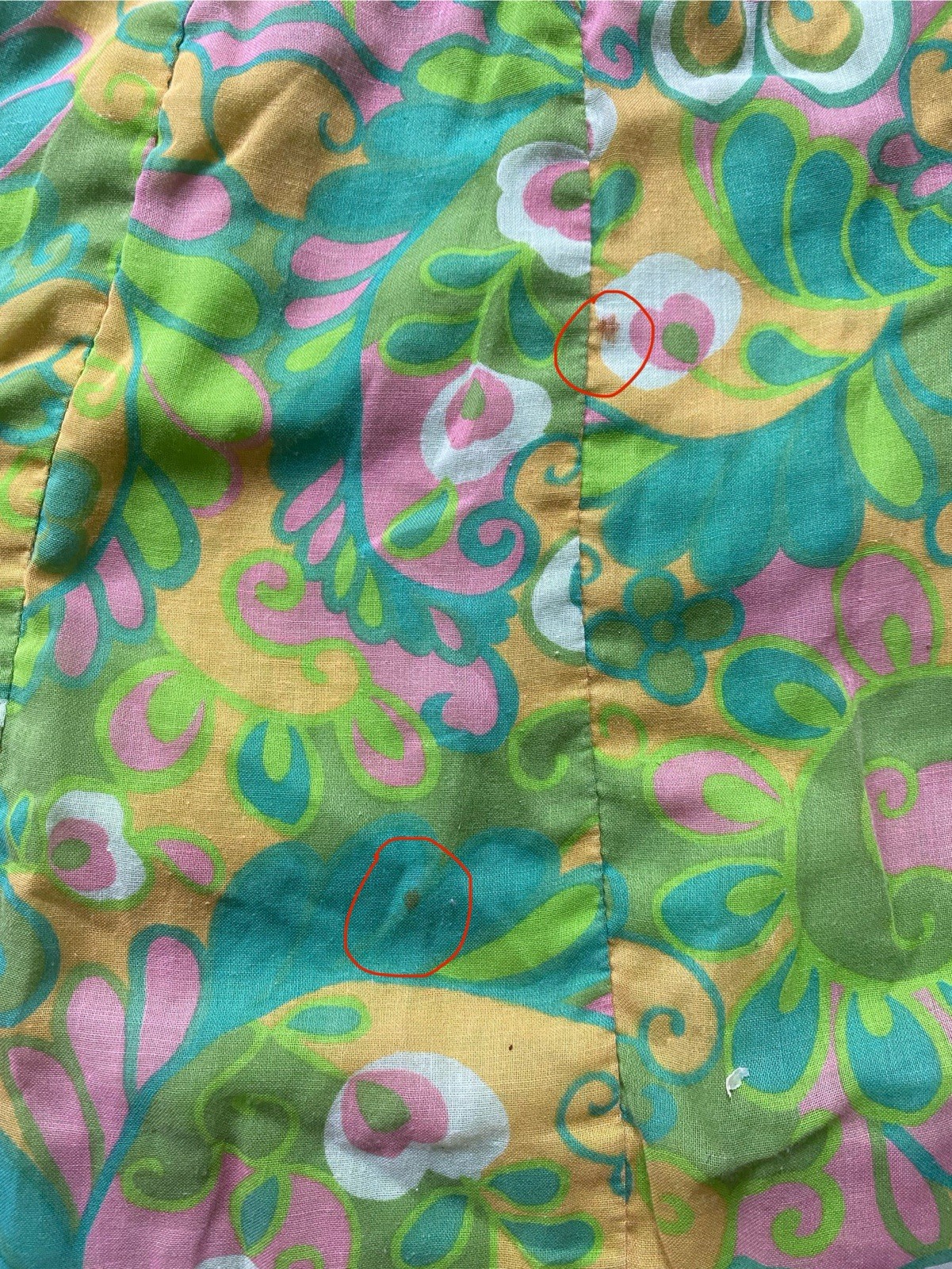 Vintage 60s 70s Juniorite Mod Psychedelic Mini Dress Green Pink Sleeveless Sz S