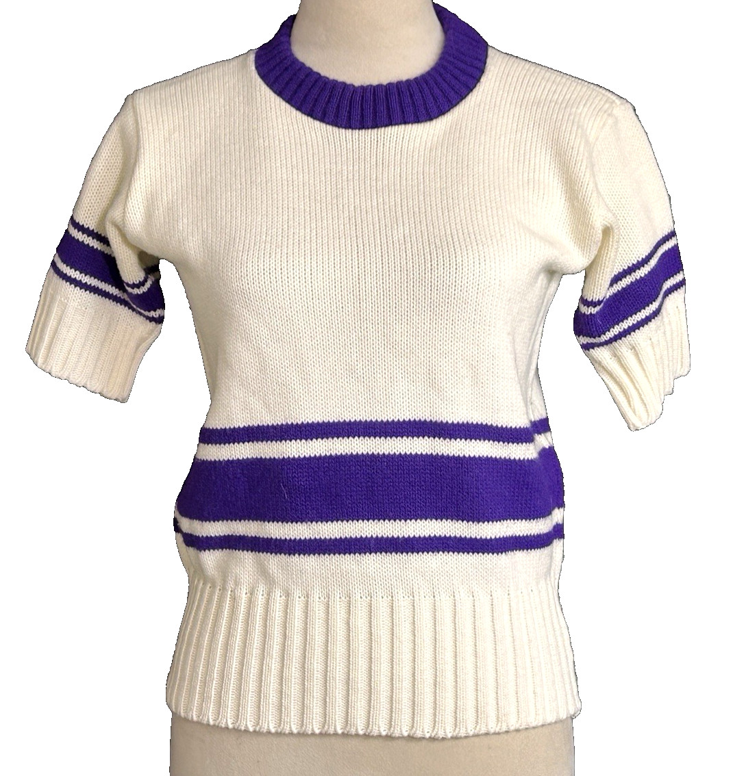Vintage New Era 1960s Cheerleader Short Sleeve Cheerleader Striped Sweater Siz M