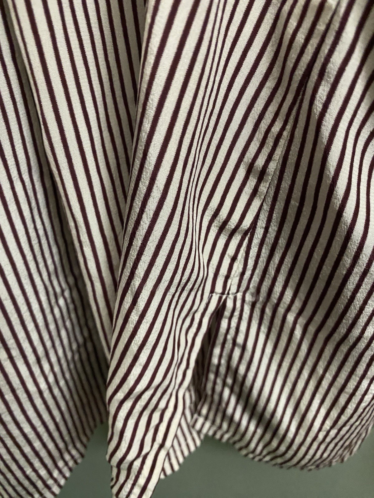 Vintage Lee David Woman Collection L 100% Silk Striped Front Pockets Shirt Top