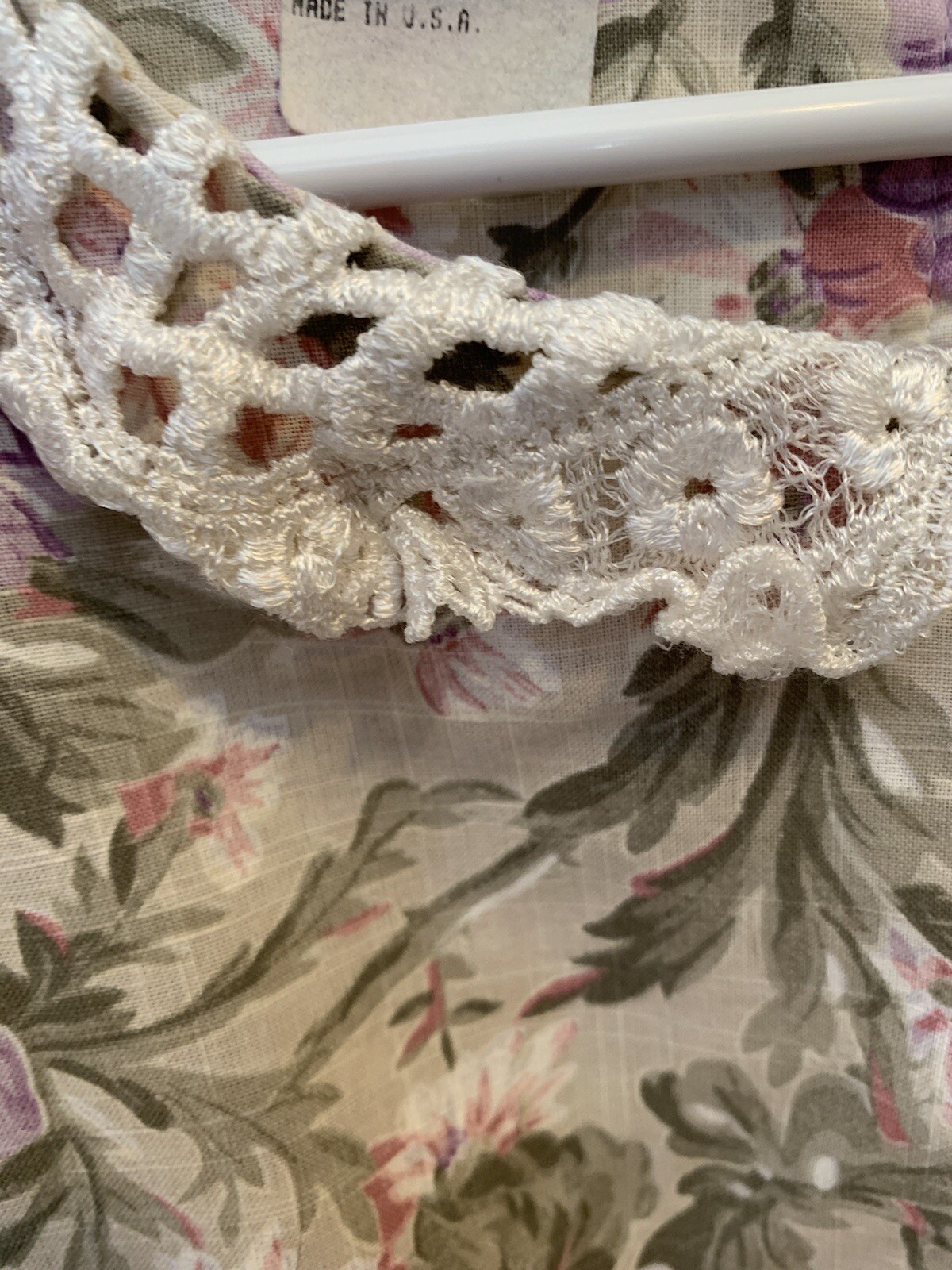 Vintage Stuart Alan Floral Lace Collared Dress USA Cottagecore 90s 80s A2