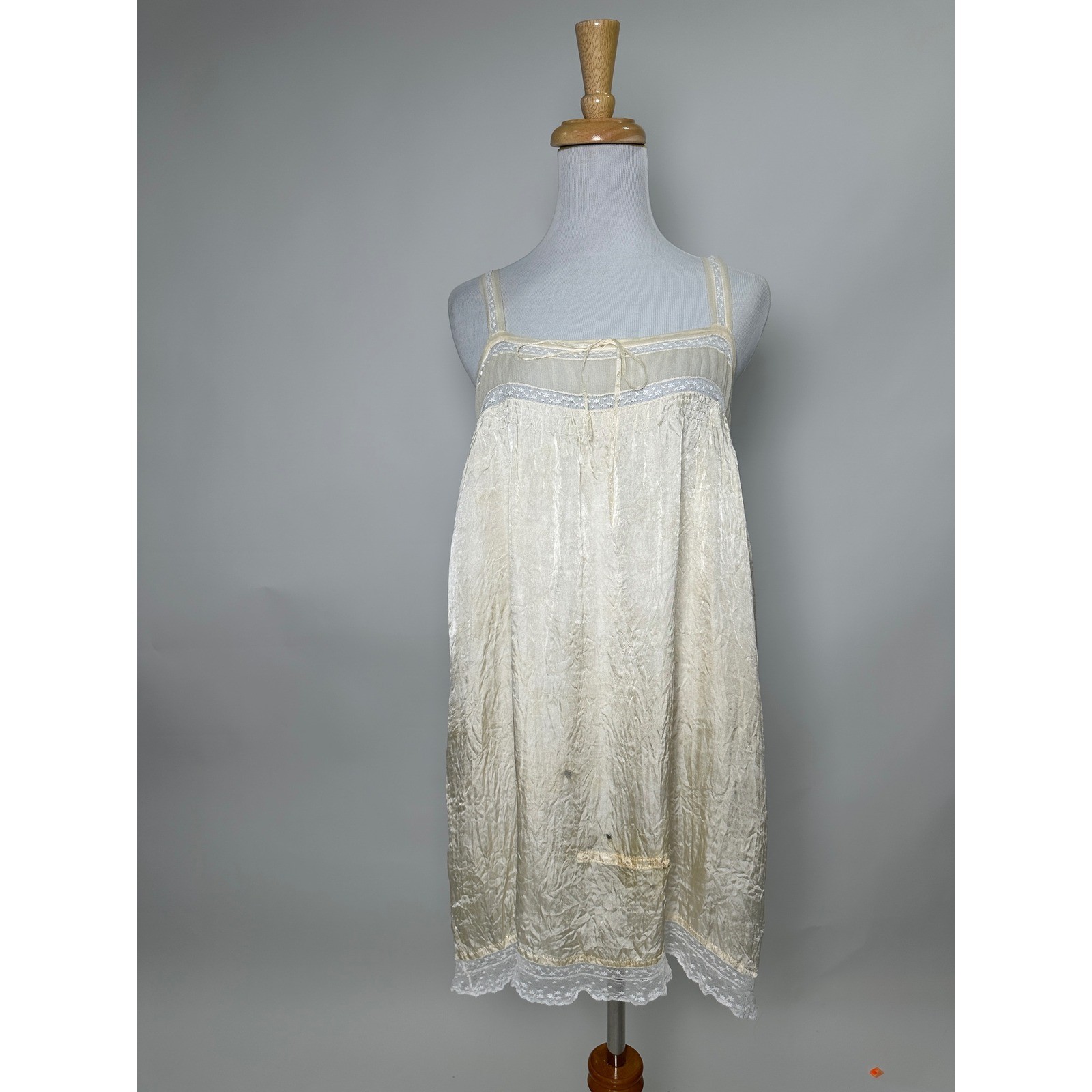 Vintage 1920s Step In Teddy Silk Lace Lingerie Cream Flapper Chemise Antique