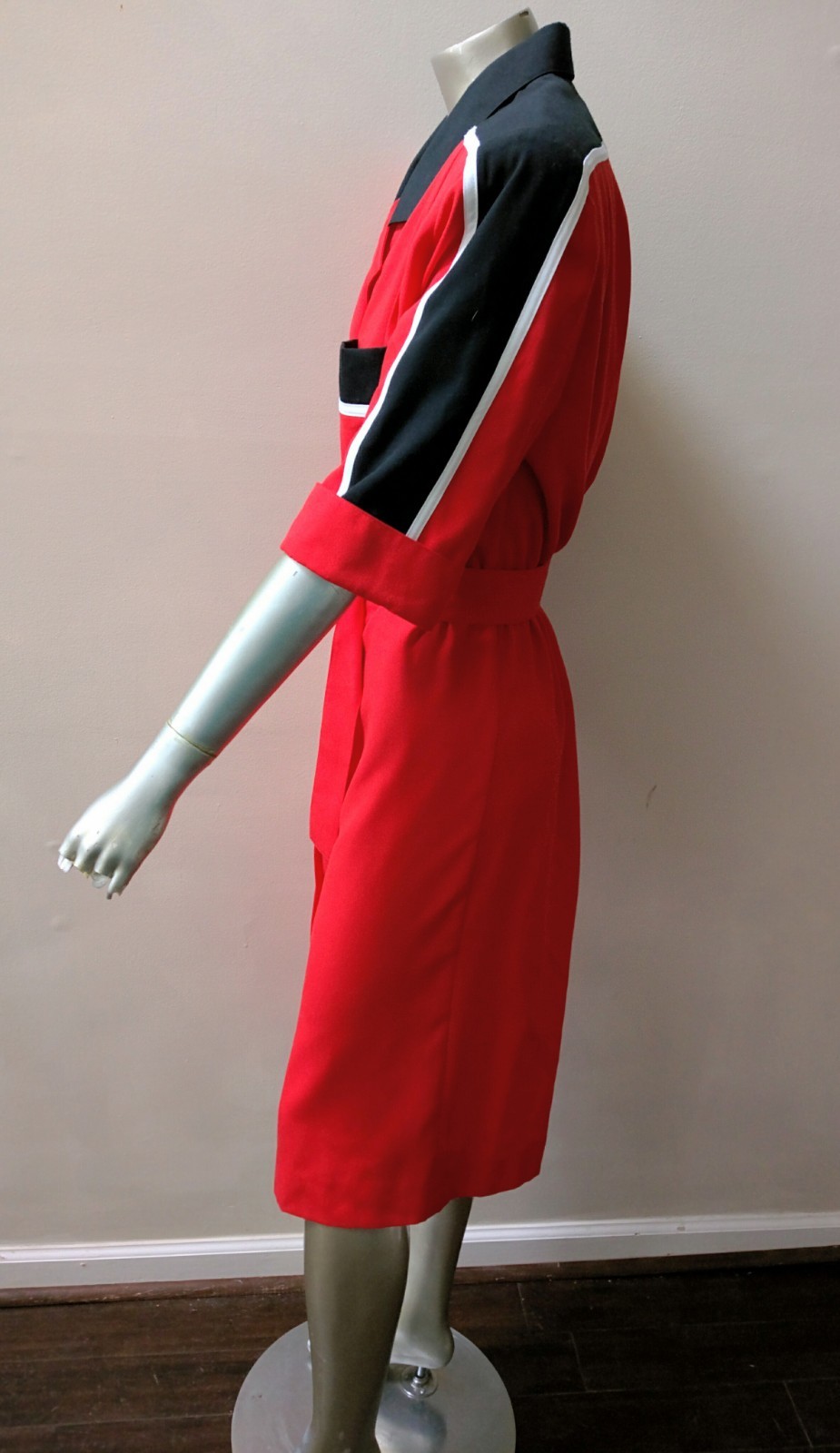RETRO VINTAGE COLOR BLOCK BELTED BUTTON DOWN MINIMALIST BOHO MIDI SHIFT DRESS 12