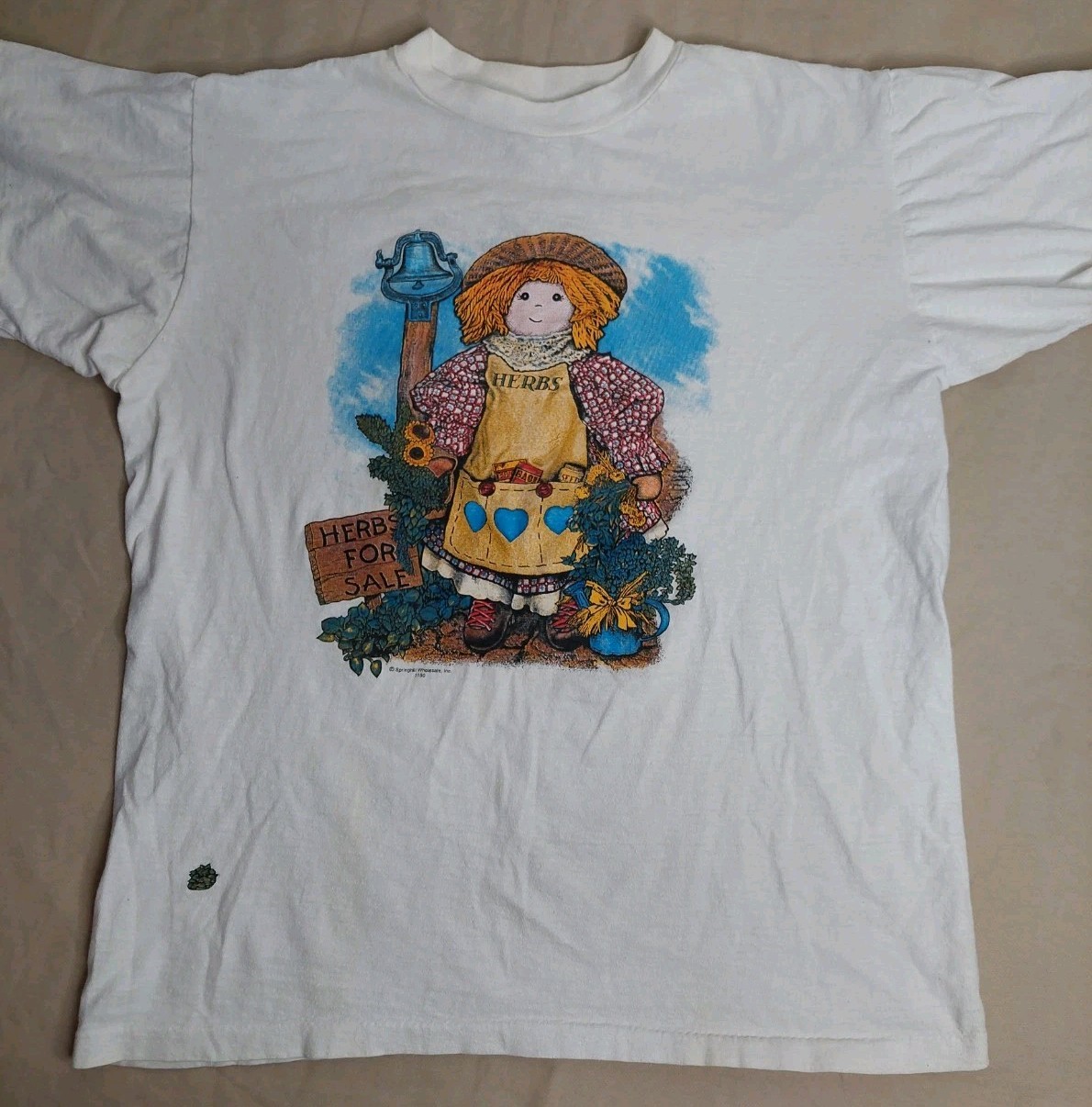 Vintage 90s Herbs Garden T Shirt Single Stitch Cottagecore Folk Art Graphic L/XL