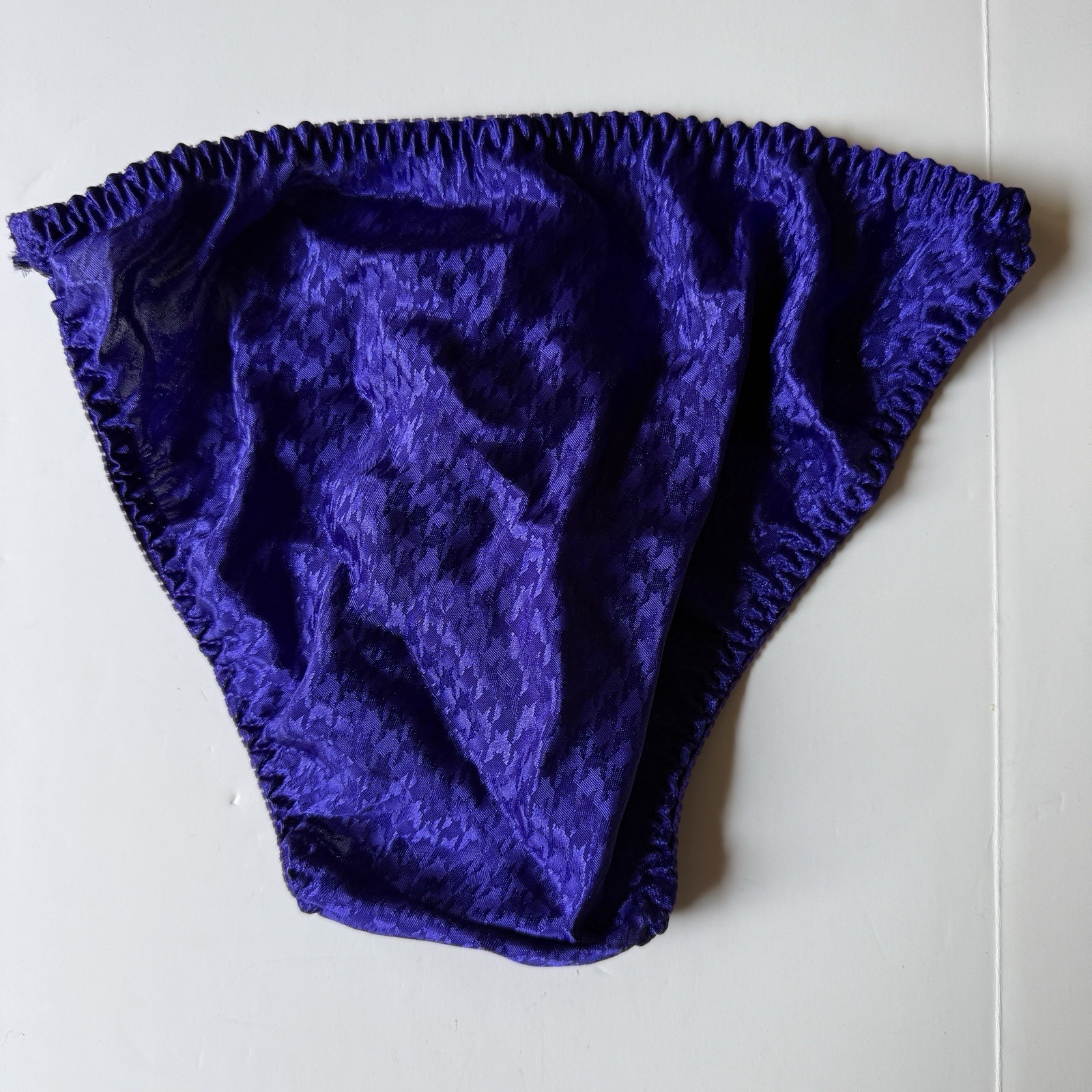 NEW Vintage Van Mar Purple String Bikini Panties Sz L/7 Houndstooth 90s Y2K