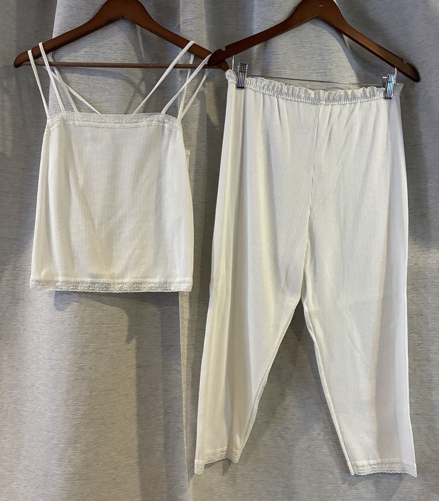 Vintage Petra Fashions Ribbed Pajama Tank Set Size Large USA