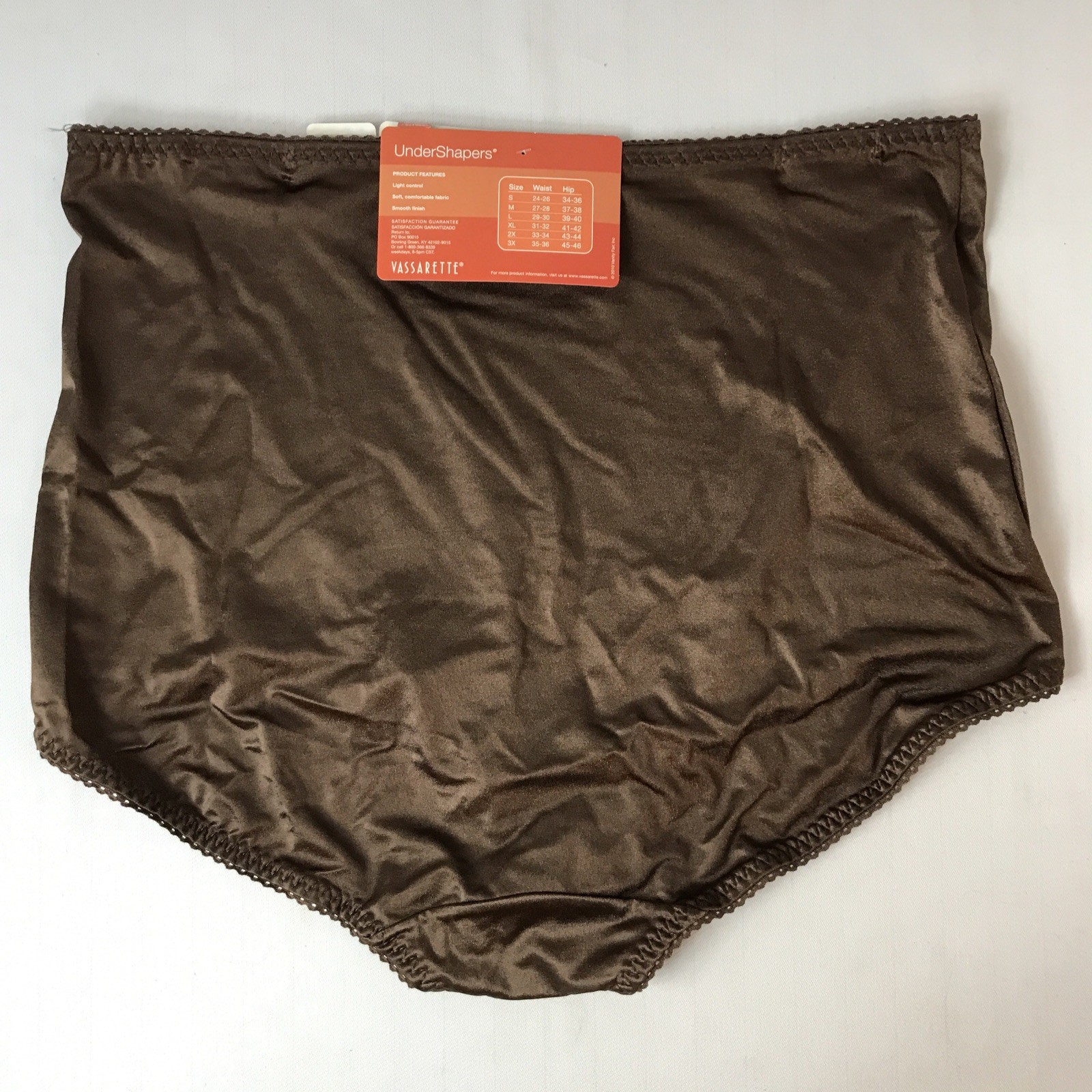 3X Vassarette Undershapers Light Control Panties Second Skin Satin NWT c