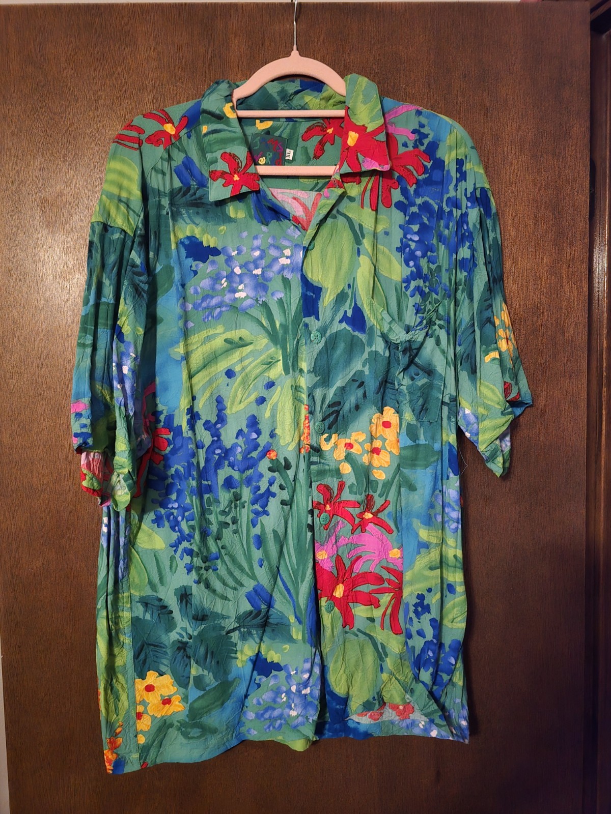 VINTAGE JAMS WORLD WOMEN&rsquo;S XL « SEAFLOWER » RAYON SS SHIRT