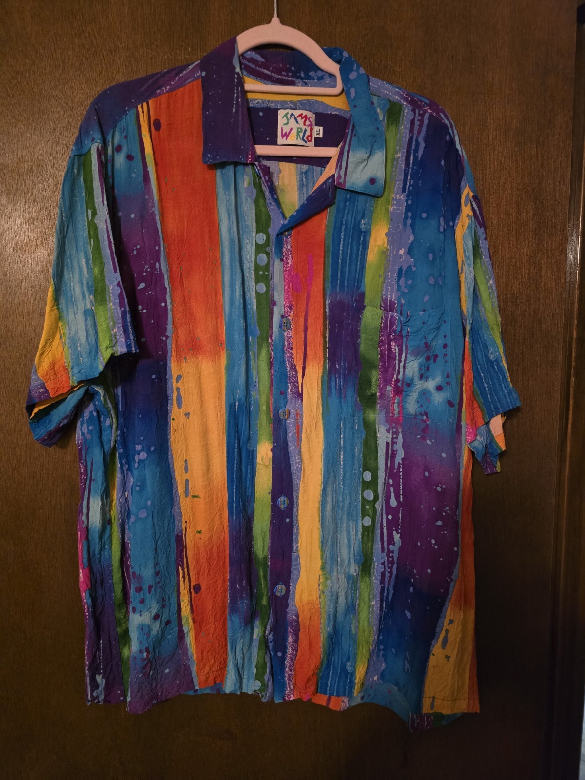 VINTAGE 1980s JAMS WORLD WOMEN&rsquo;S XL SS 100% RAYON SHIRT