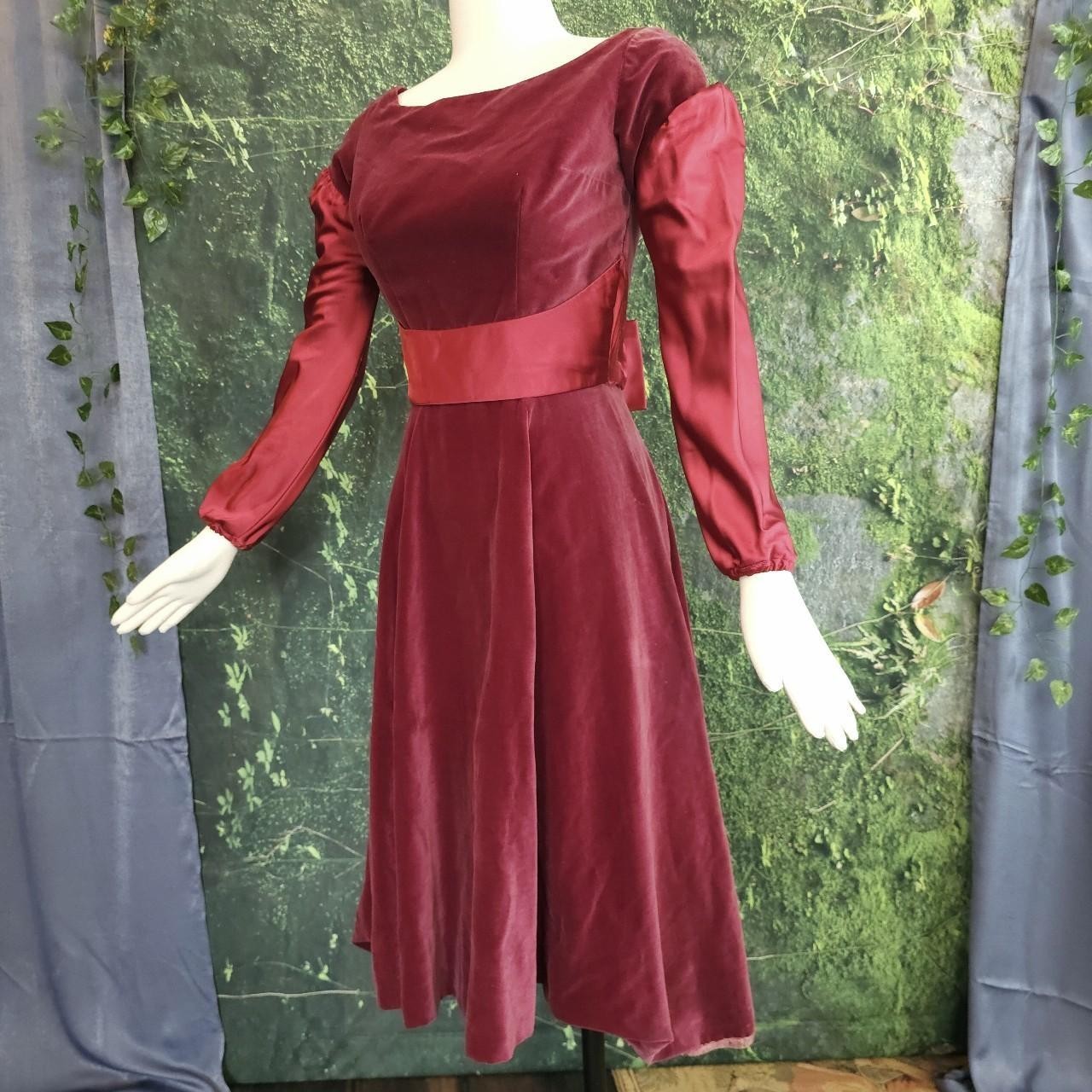 Vintage Medieval Renaissance Revival Red-ish Velvet Satin Sleeve Dress Gown AsIs