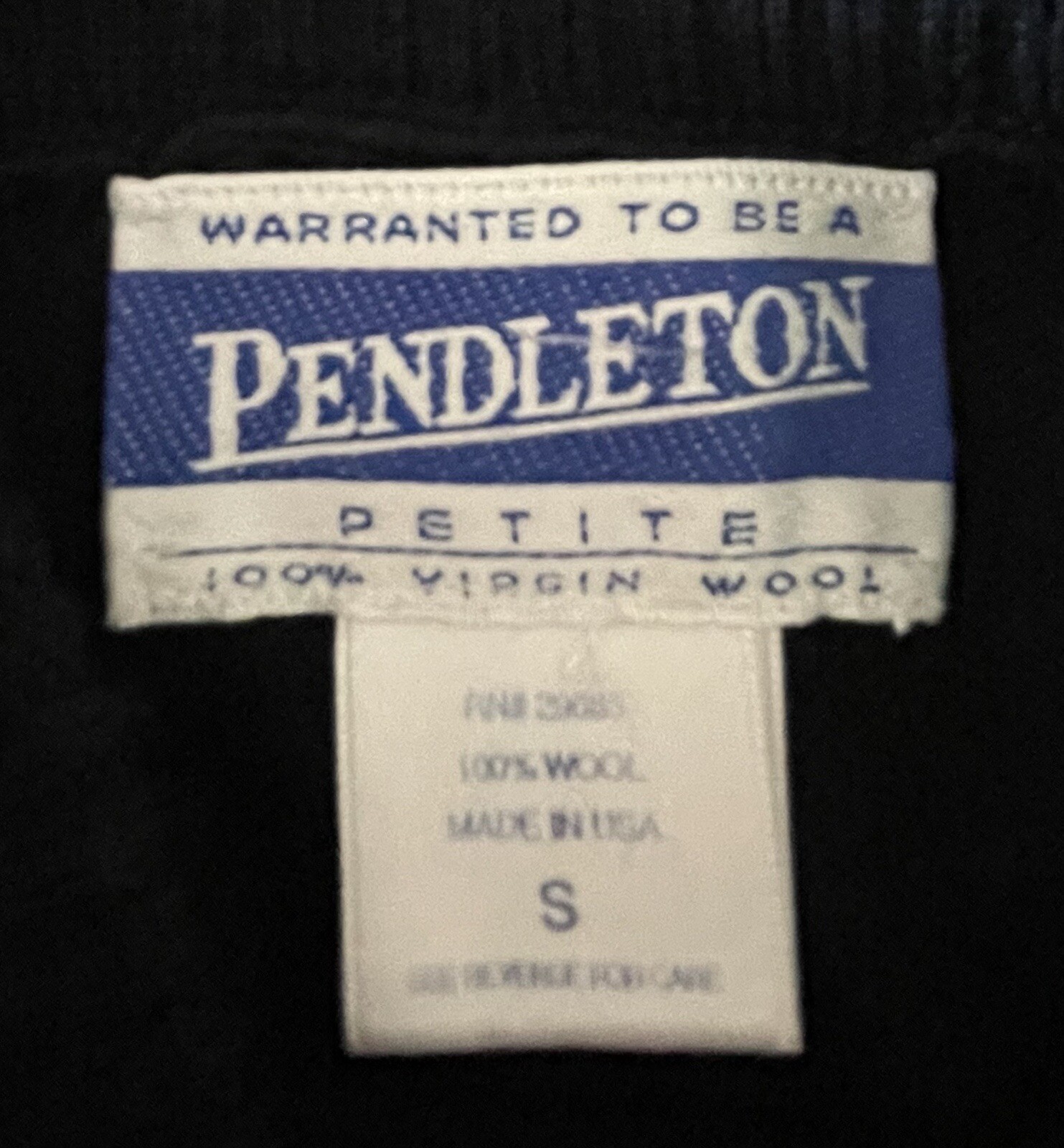 Vtg Pendleton Fine Virgin Wool Pullover Sweater Petite Small USA Black Mock Neck