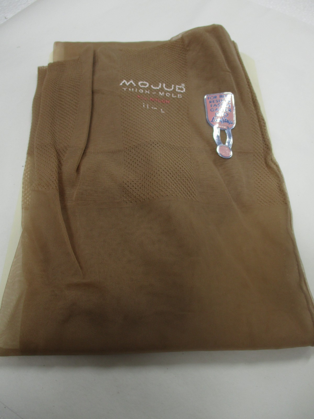 1PR VINTAGE MOJUD SEAMED SHEER FULL FASHION NYLON STOCKINGS SZ 11 LONG 36&Prime; BEIGE