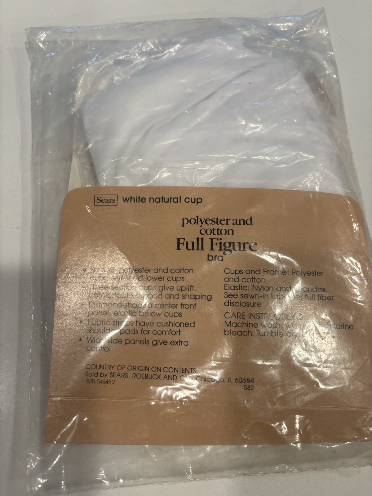 Vintage New Sears Full Figure 42C Soft Cup Full Support Bra In Pkg