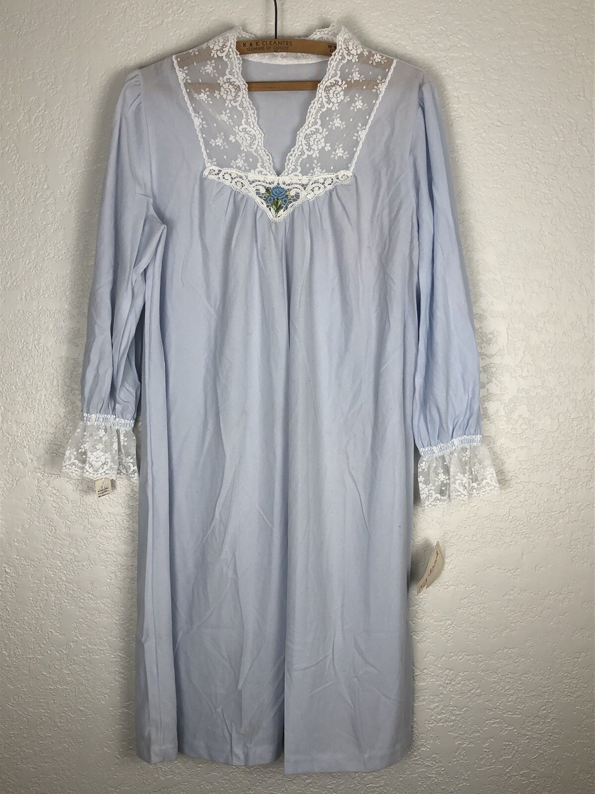 NWT Vintage Gilead Nightgown Womens Large Blue Acetate Modest Pajama Dress