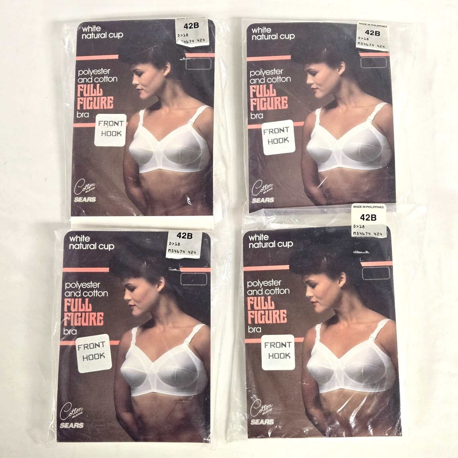 4 Full Figure Pointy Bra 1960&rsquo;s Grannycore 42B Sears Front Hook Polyester New