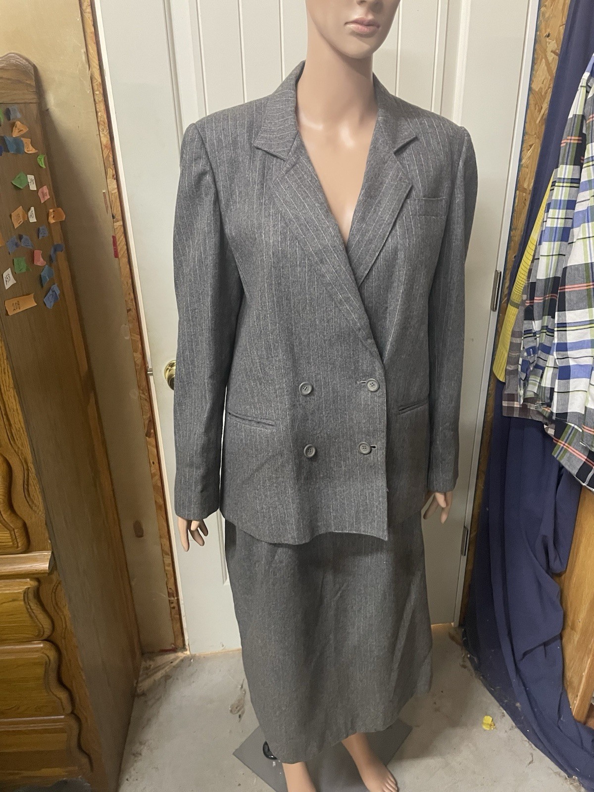 VINTAGE PEABODY HOUSE 13/14 Pin Striped Double Breasted Blazer & Skirt Set 80s