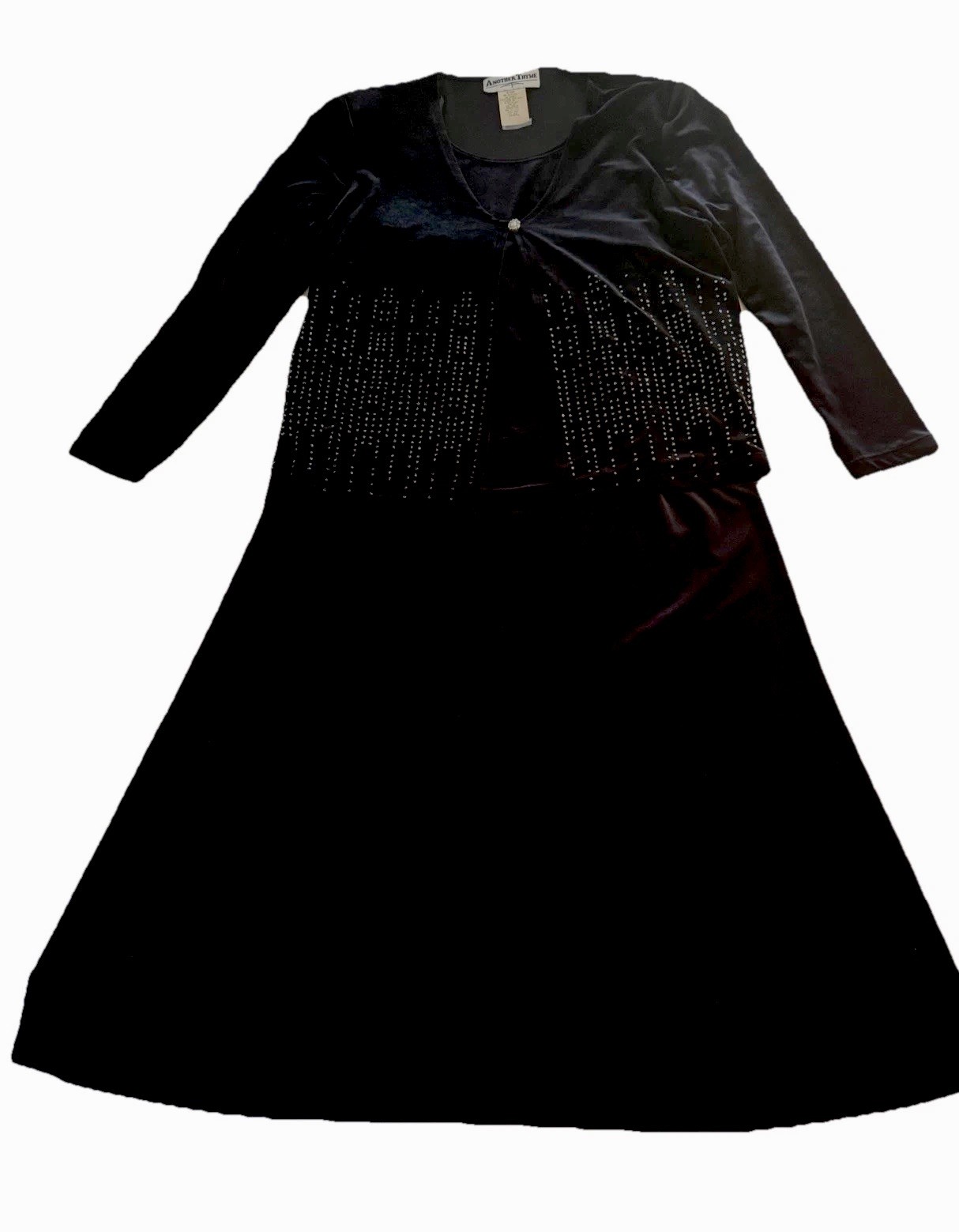 Vintage Another Thyme Black Velvet Maxi Dress W/Jacket Sz 10 Dark Romance Goth
