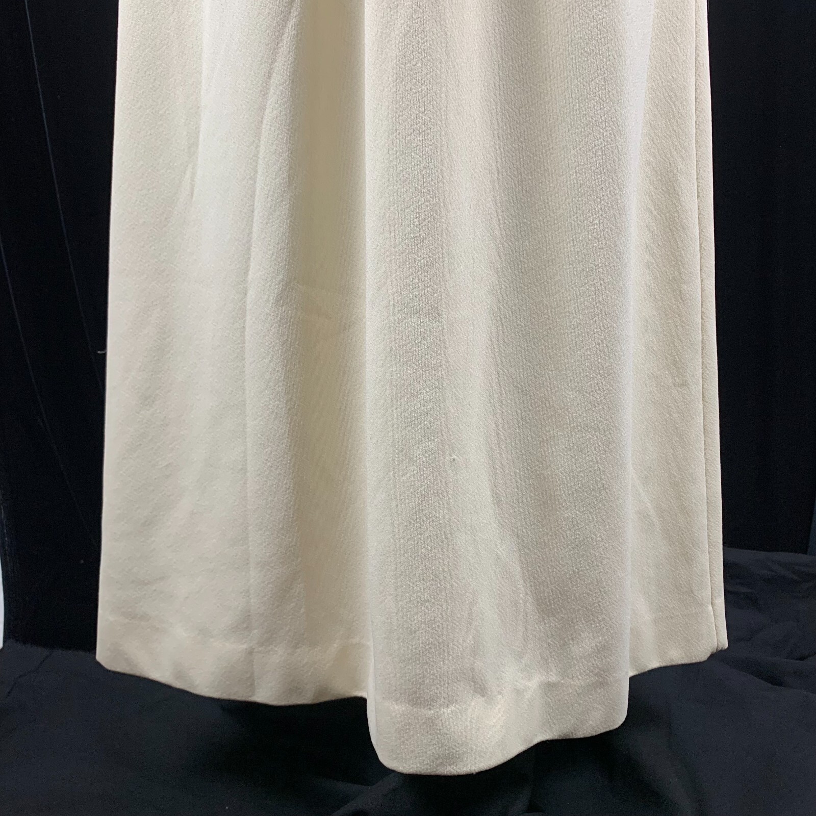 Sears 1970s Poly Double Knit Maxi Dress S Blue Lace Gathered Skirt Excellent