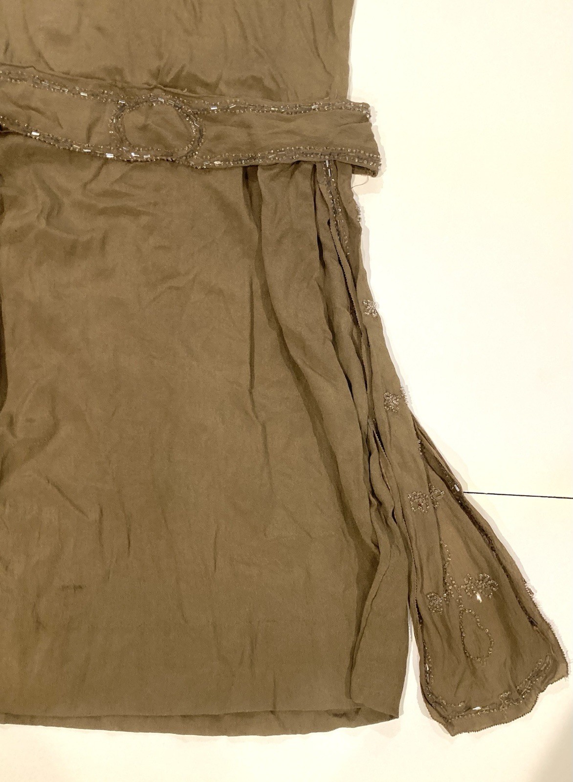 Vintage 1920s silk beaded flapper dress as is B 38
