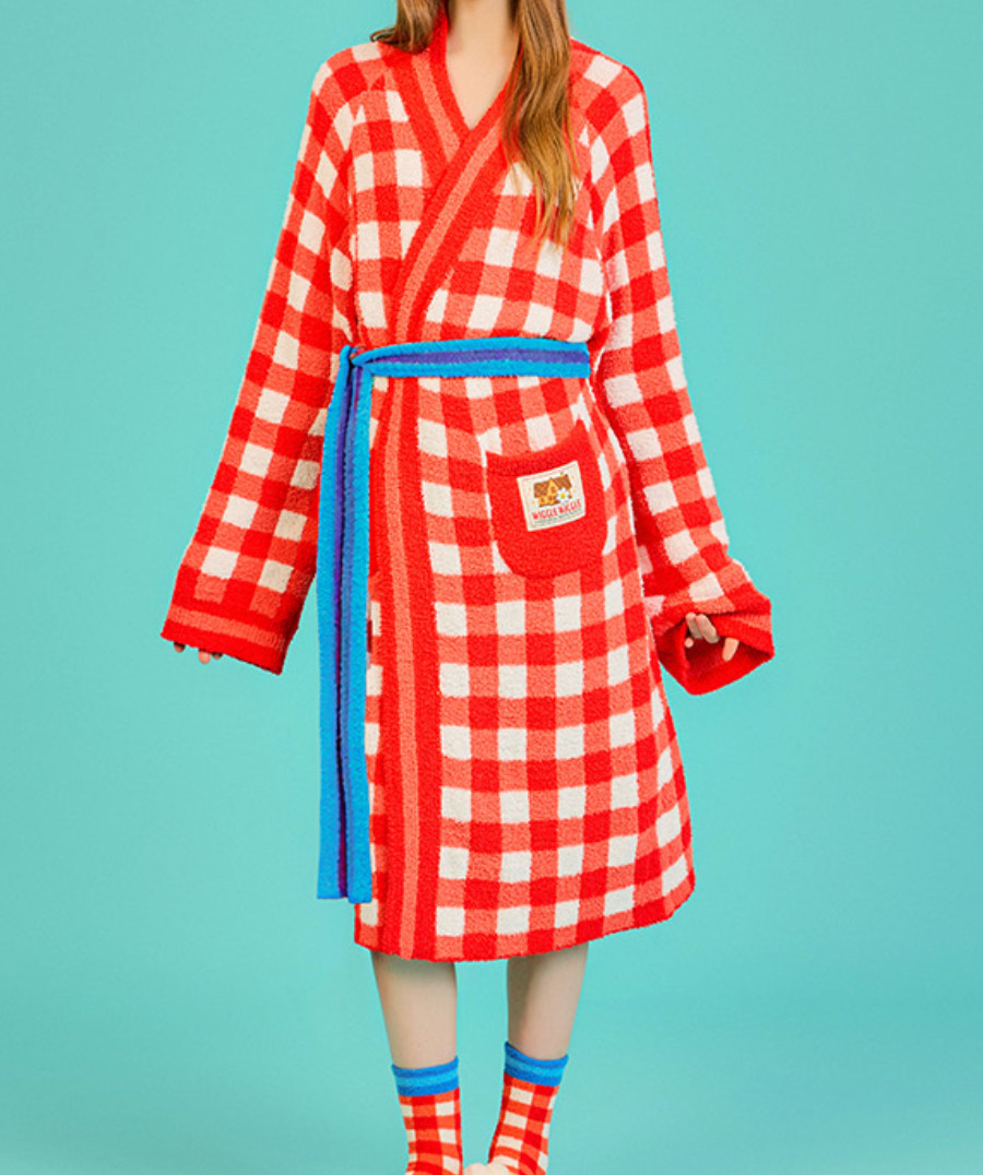 Wiggle Wiggle Pocket Lounge Long Bathrobe Night Fluffy Soft Dressing Gown