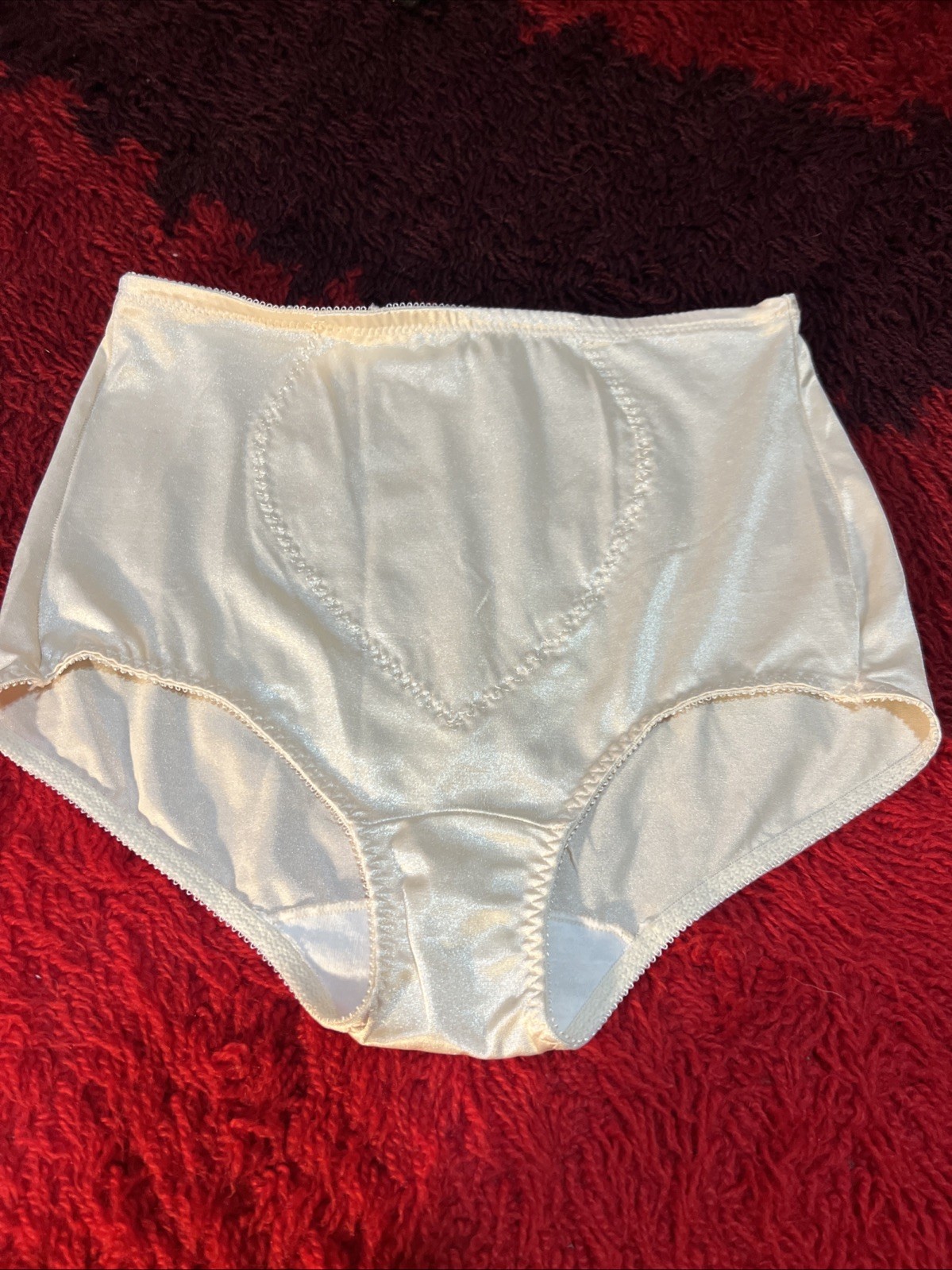 Vtg BALI SATIN SPANDEX LIGHT CONTROL PANTY BRIEF Ivory Large