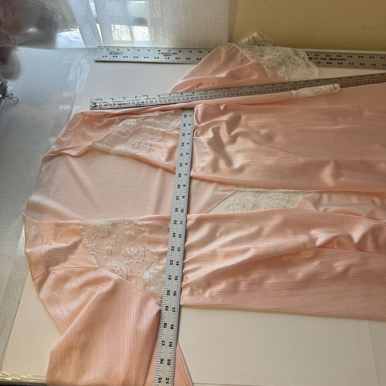 Vtg Miss Elaine Nylon Lace Nightgown Robe Set Womens Neglige Union Made Medium